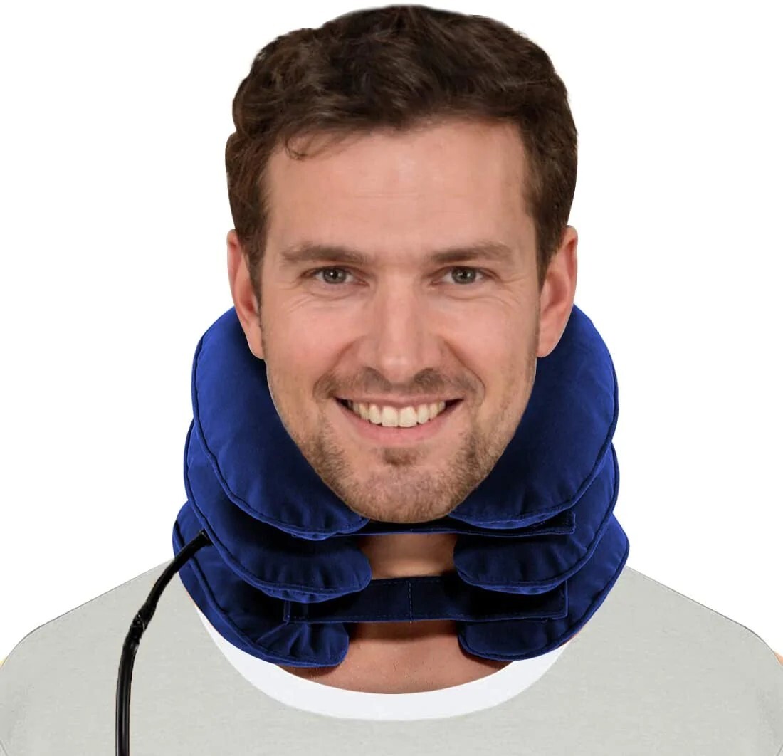 Neck Pain Relief Pillow, Blue, 7cm x 8cm x 19cm, Brand new.