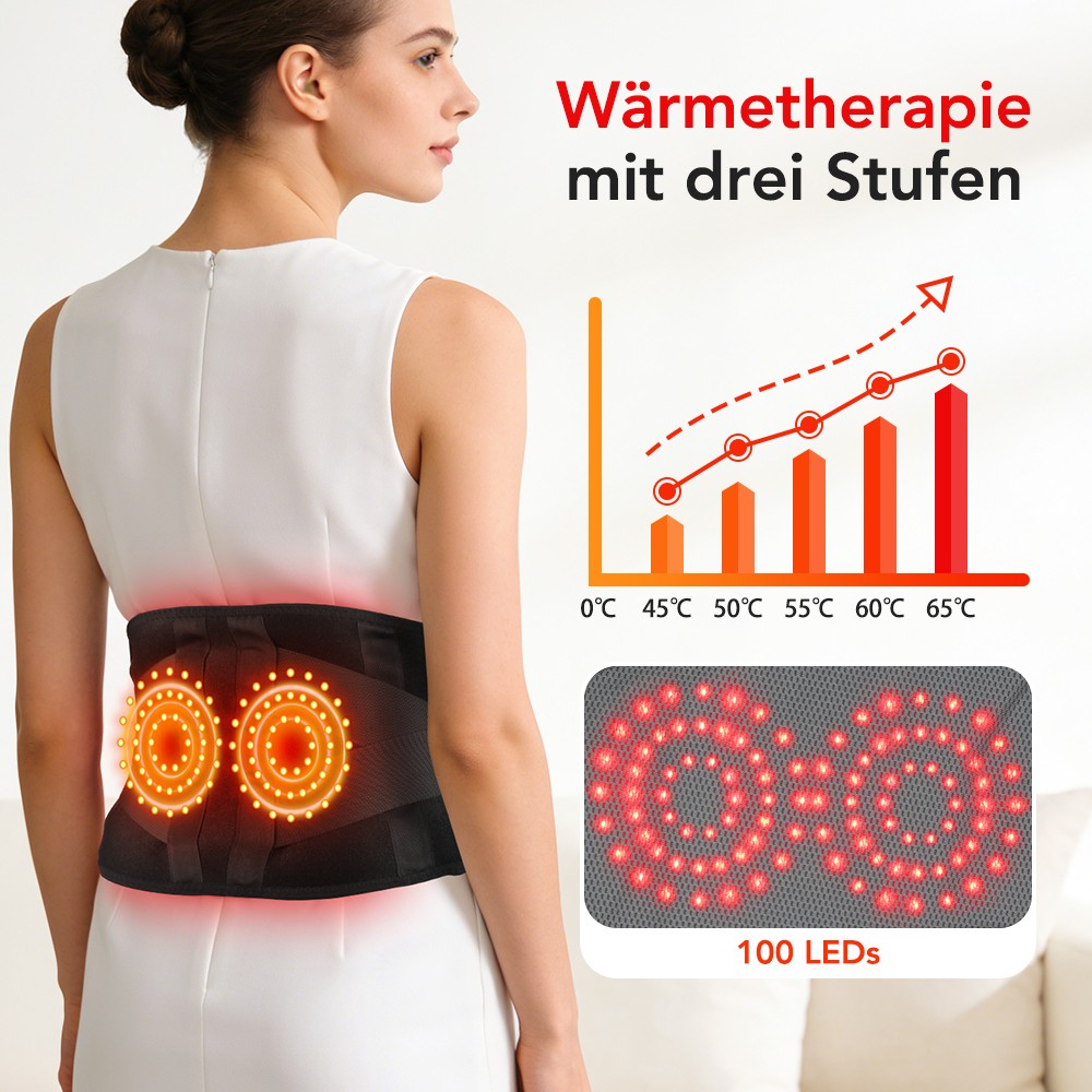 Red Light Therapy Massage Belt Electric Heated with Back Support Waist Vibration