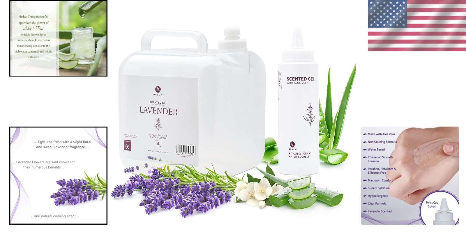 Non-Staining Lavender Conductive Gel – 5L Bulk & 8.5oz Bottle for Spa Treatments