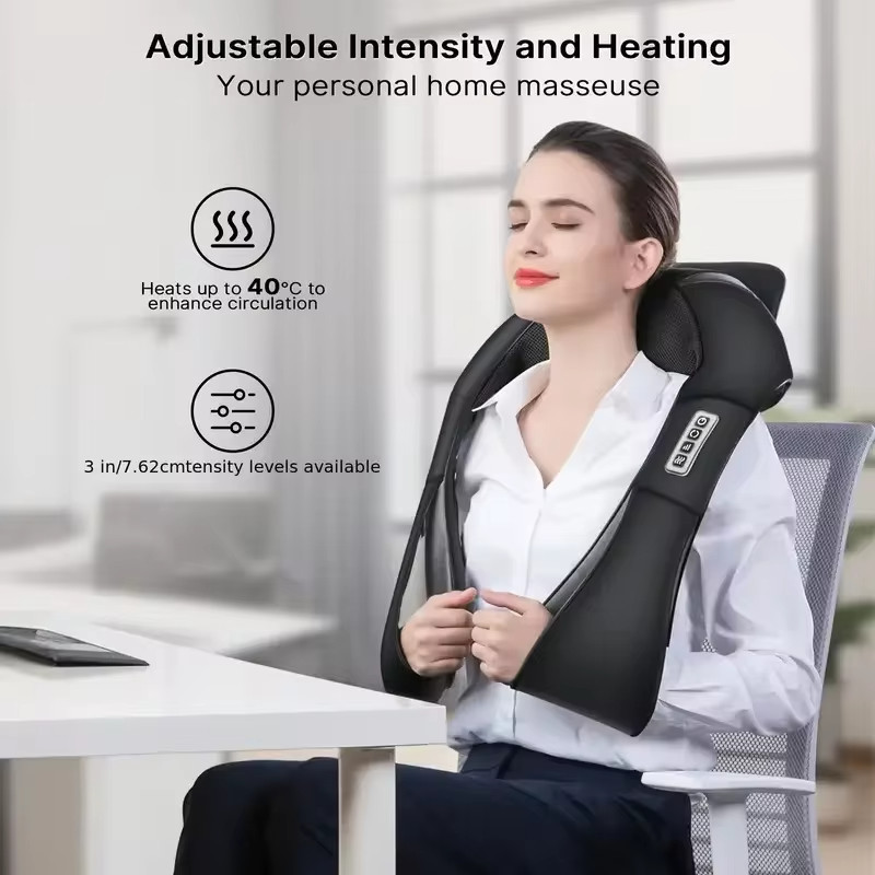 Shiatsu Neck & Shoulder Massager – Heated U‑Shape Deep Kneading Electric Pillow