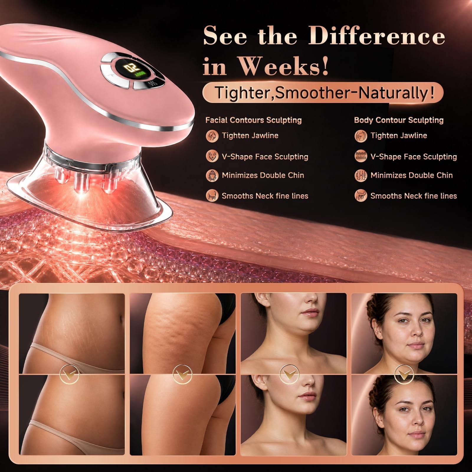 4-in-1 Electric Lymphatic Drainage Face & Body Sculpting Brush, Anti-Cellulite M