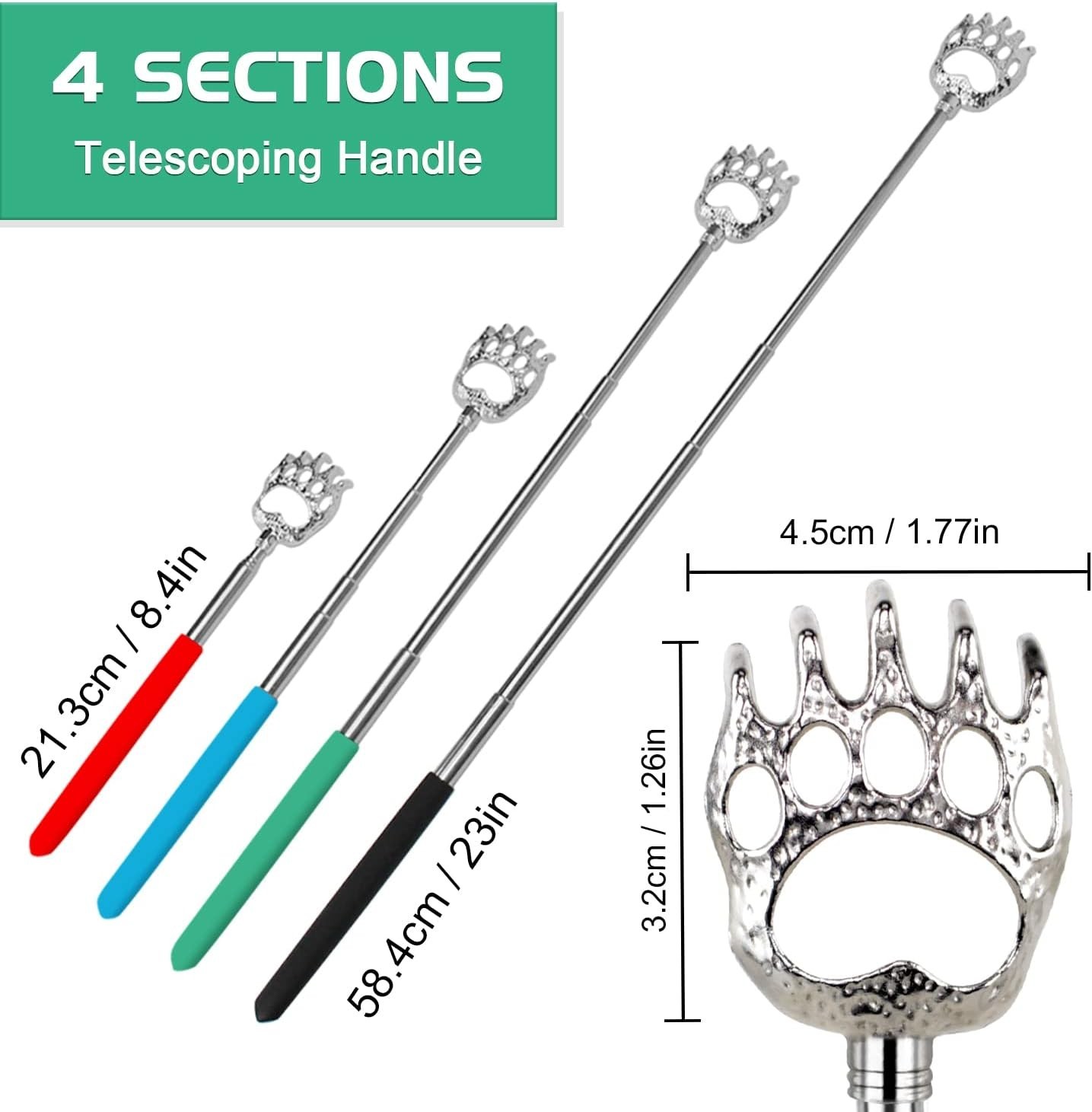 6pc Telescopic Back Scratcher Massager Itch Relief Extends to 26.5″ Mixed Color