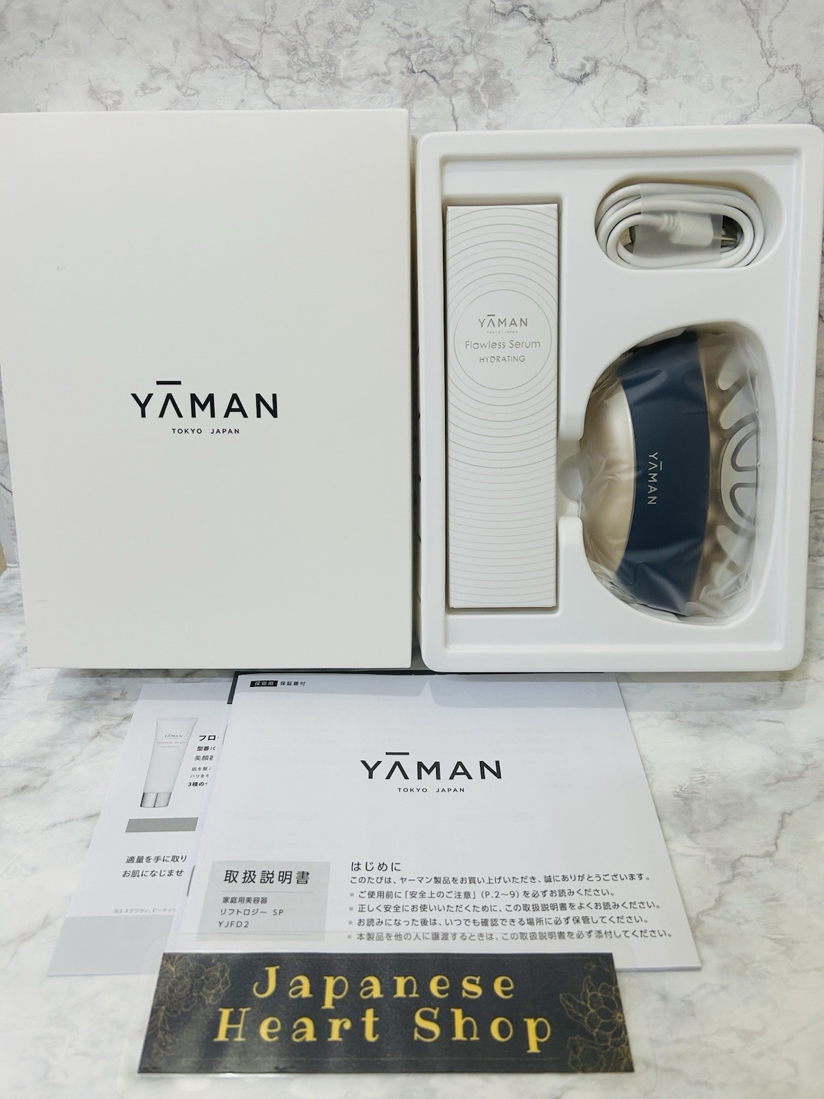 YA-MAN Liftology SP YJFD2L Navy Facial Device Set with Serum USB-C Cable YAMAN