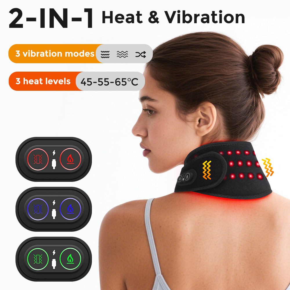 New Back Massager Neck Relaxer Portable Red Light Therapy Heating Neck Massager