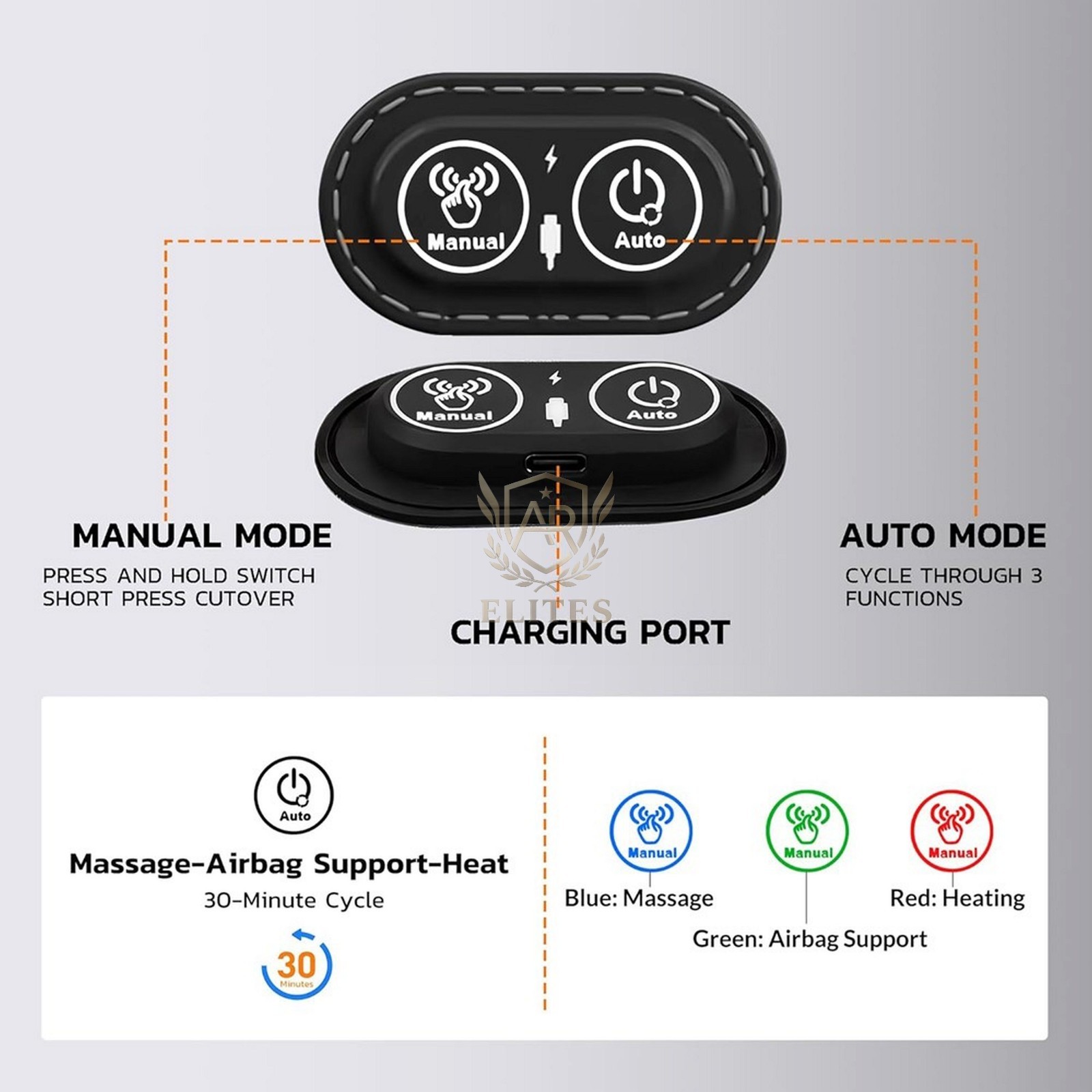 3 in 1 Lumbar Support Pillow Electric Back Massager Spine Waist Cushion