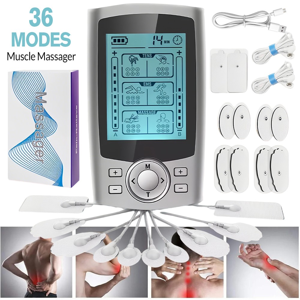 Masajeador de pulso TENS para aliviar el dolor, 36 modos de masaje dispositivo