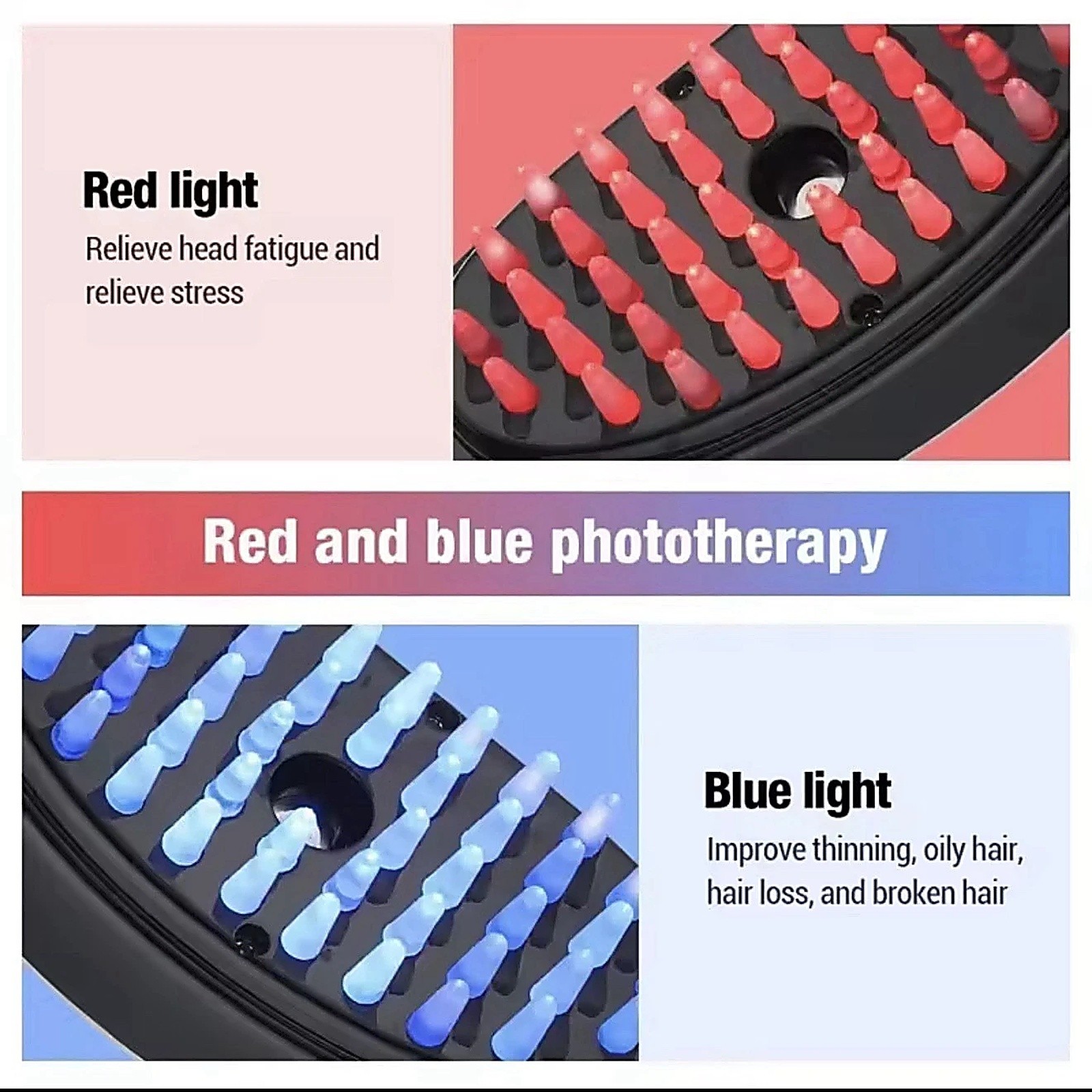 Electric Scalp Massager USB Rechargeable LED Red Blue Light Vibration Nano Spray