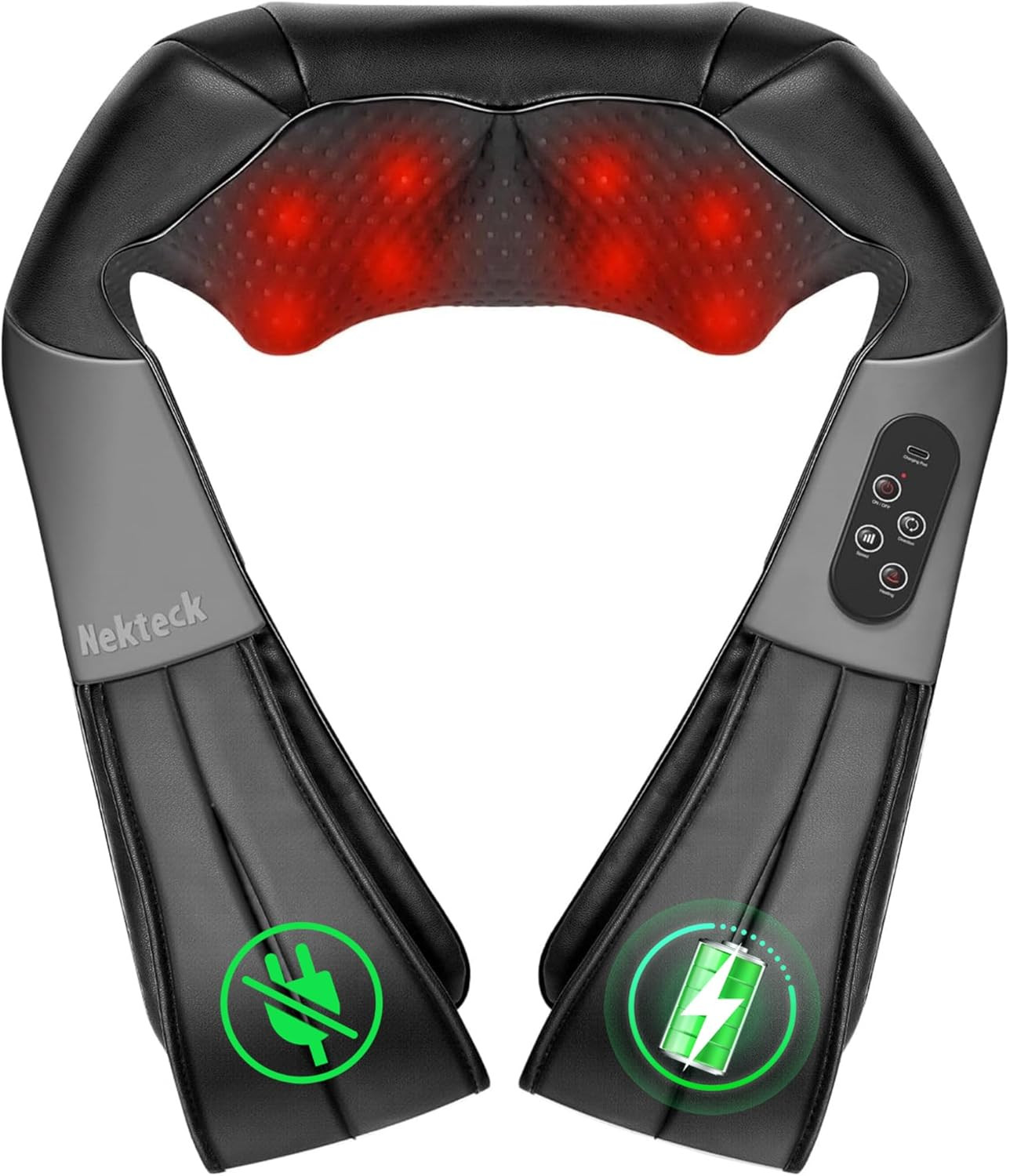 Shiatsu Neck and Back Massager with Soothing Heat, Electric Deep Tissue 3D Knead