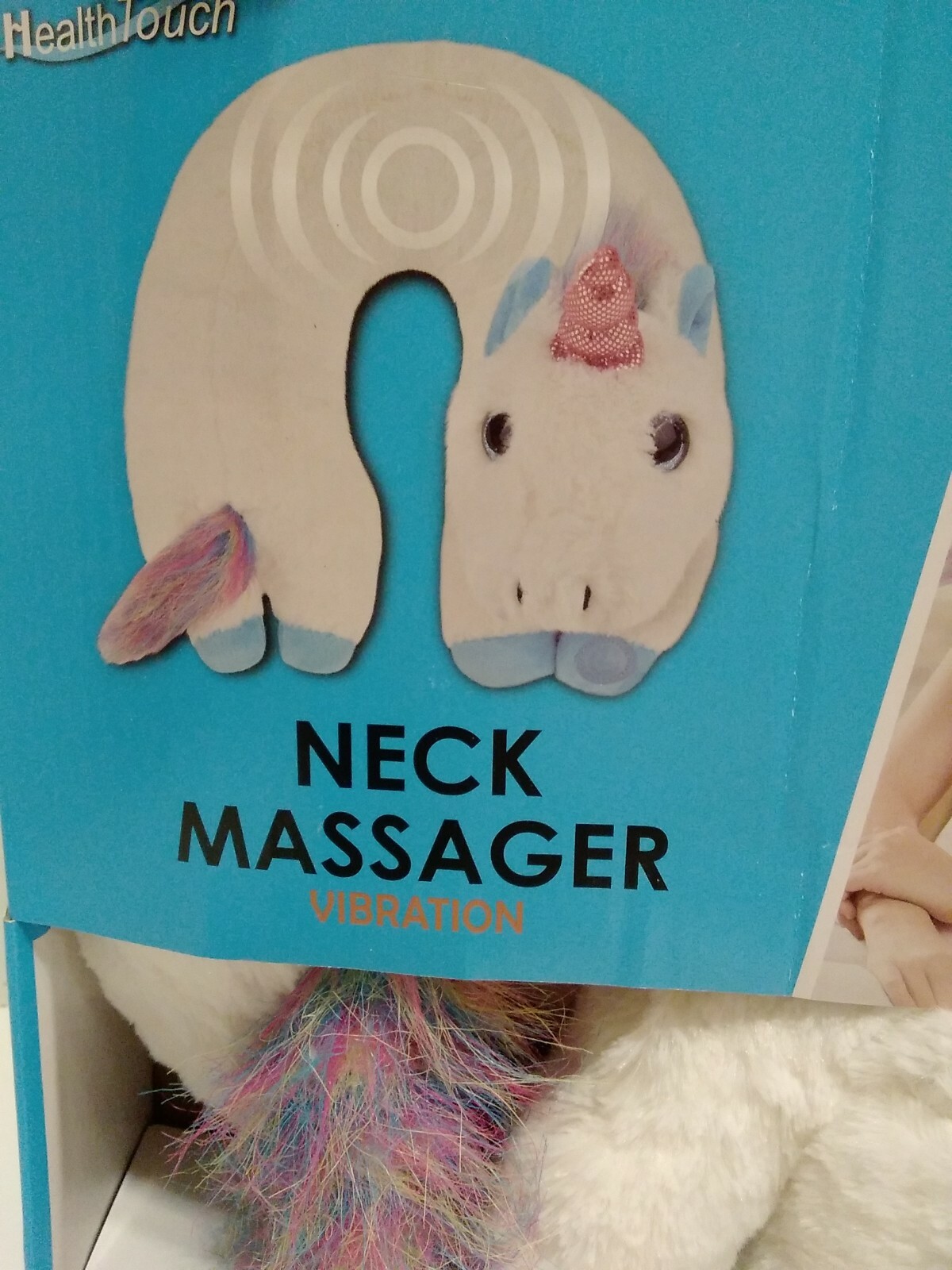 Health Touch Neck Massager Vibration White/Multicolor Unicorn Plush Polyester