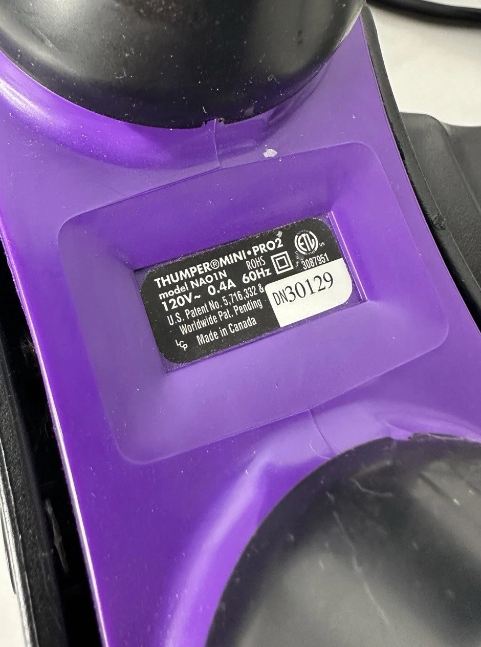 Thumper Mini Pro 2 Massager 3-Speed Handheld Percussion Purple NA01N ~TESTED