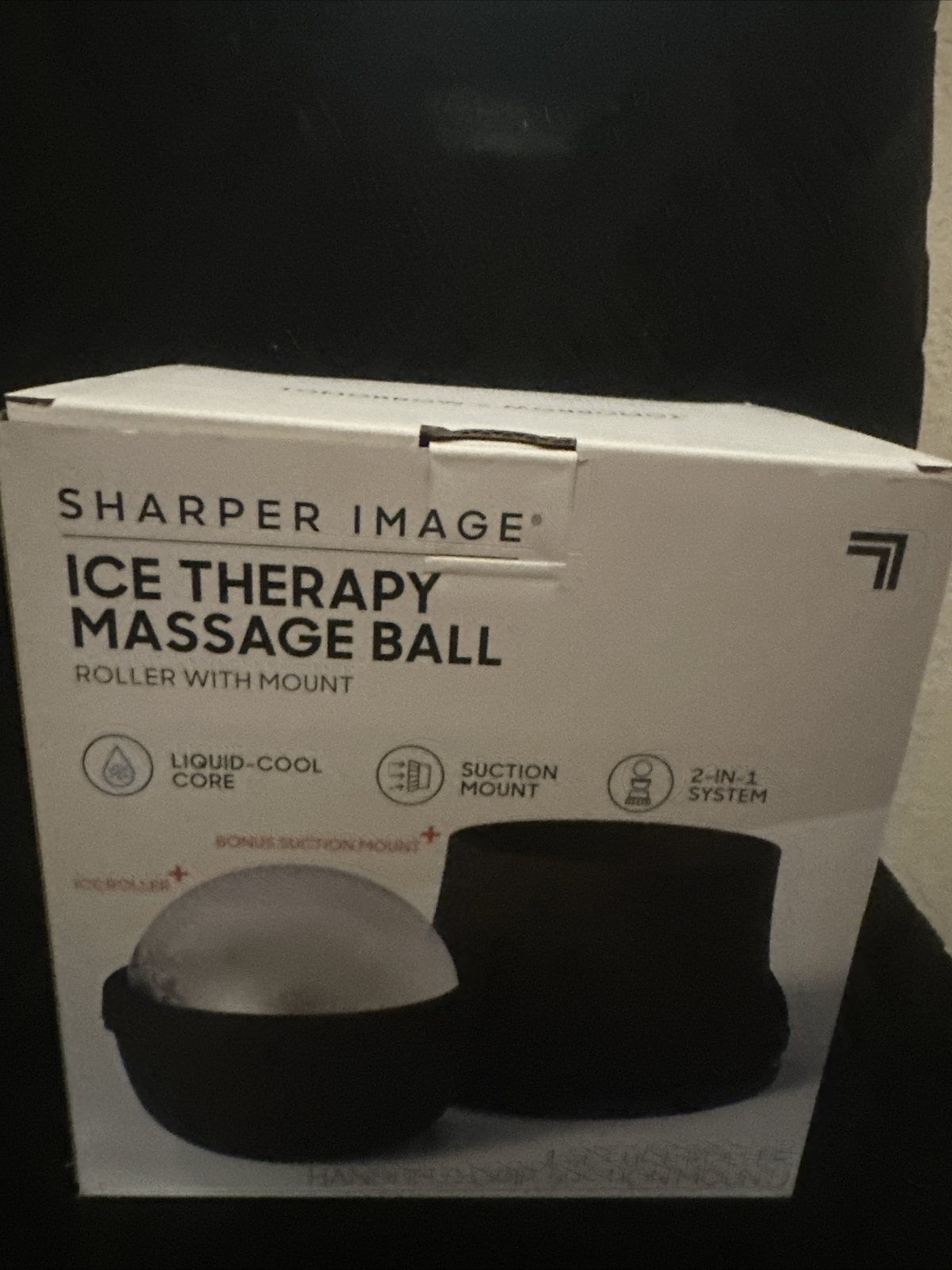 Sharper Image Ice Therapy Massage Ball with Suction Wall Mount, Liquid-Cool Core