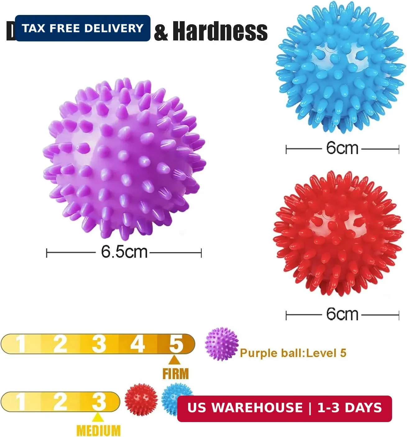 3-Pack Massage Balls for Office Workers with Different Hardness for Daily Muscle