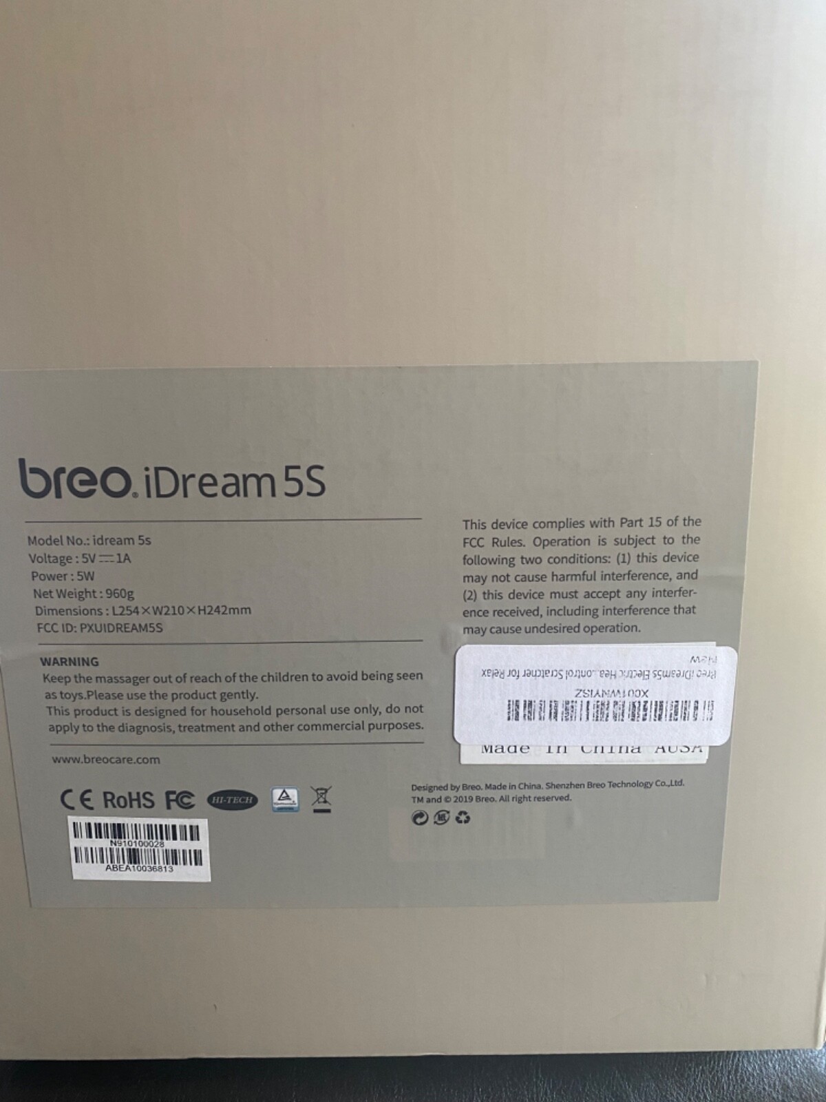 breo idream 5s head massager open box