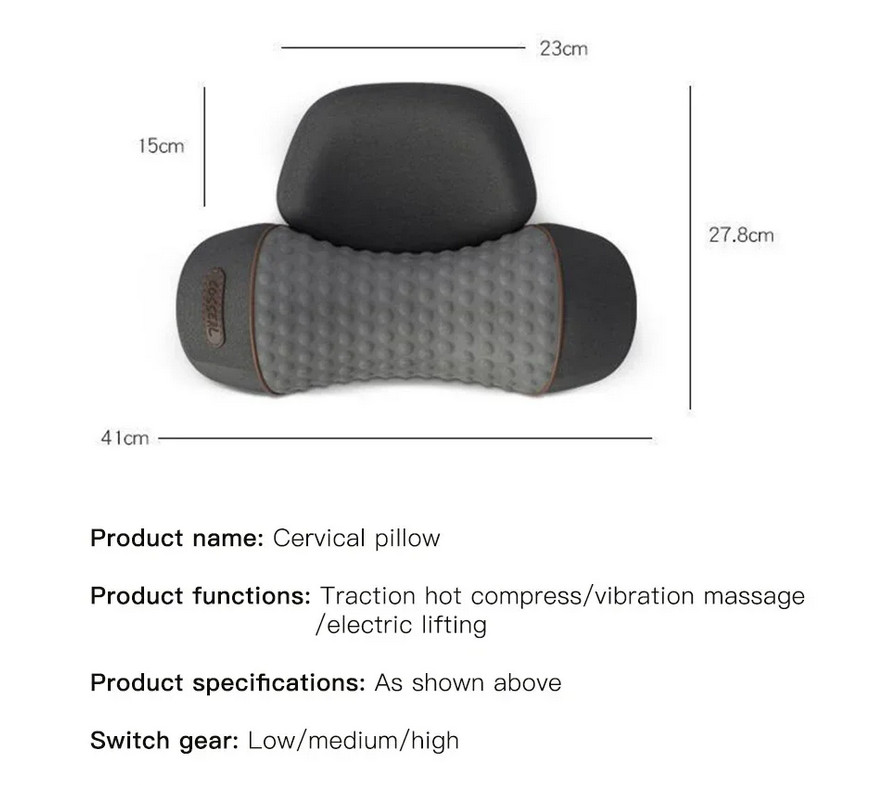 3-in-1 Neck Massager Pillow Heat Vibration Cervical Support for Relaxation