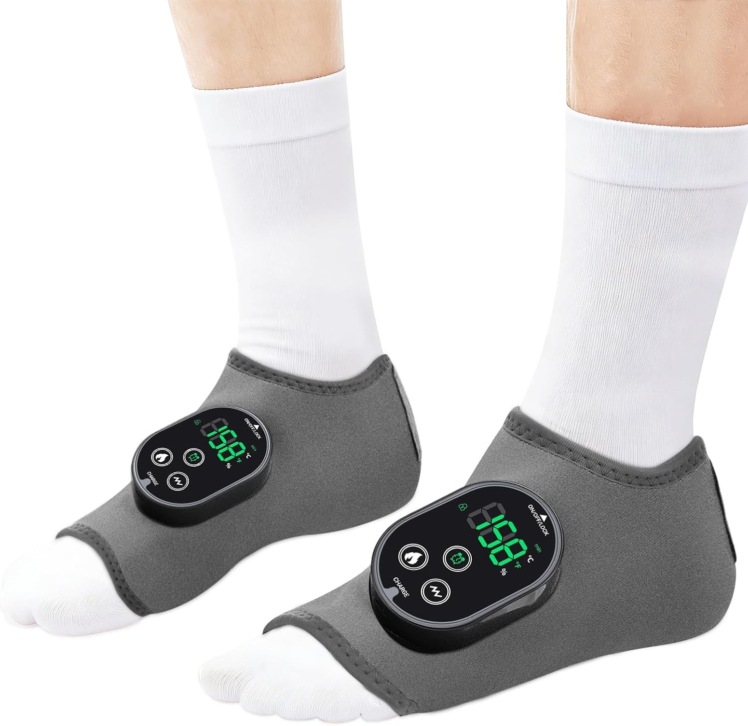 2xElectric Foot Ankle Massager Relieve Ankle Pain 6 Heat Levels 3 Vibration Mode