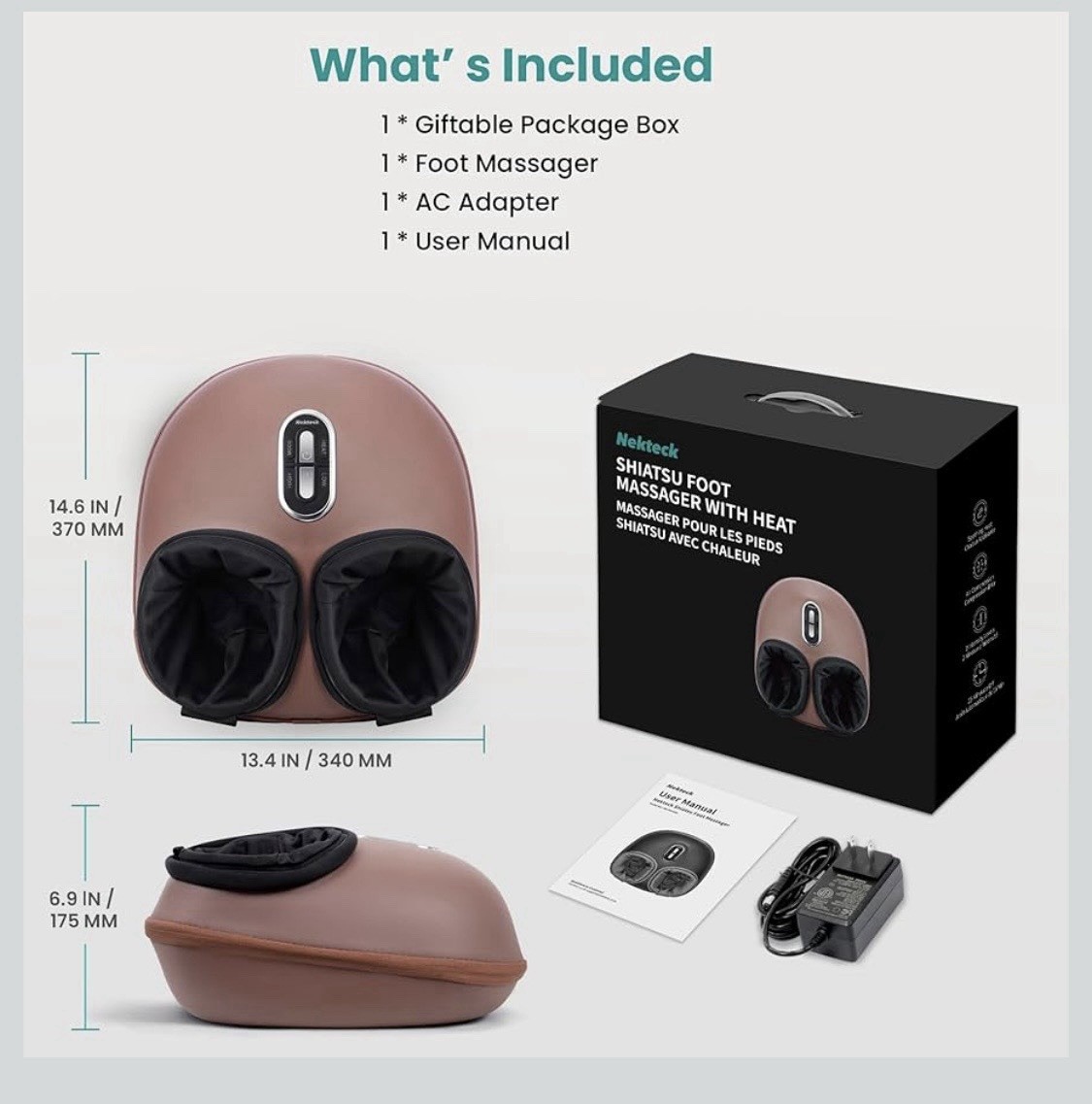 Nekteck Shiatsu Foot Massager Machine – Black (NK-FM-0301-GY-SP)