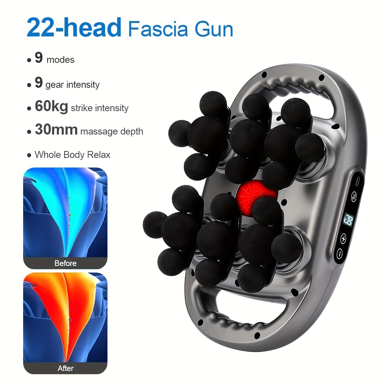 22-head Electric Massage Gun High-frequency Muscle Massager Body Relaxation