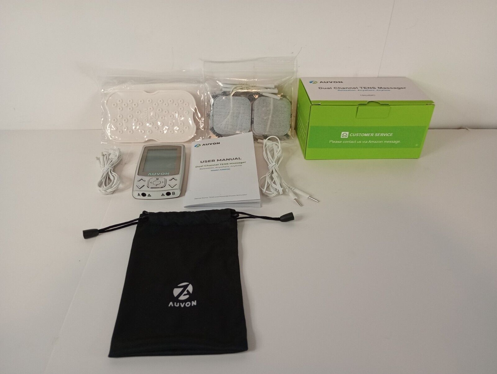 AUVON Dual Channel TENS EMS Unit Massager Electrical Pads MODEL AS8012C