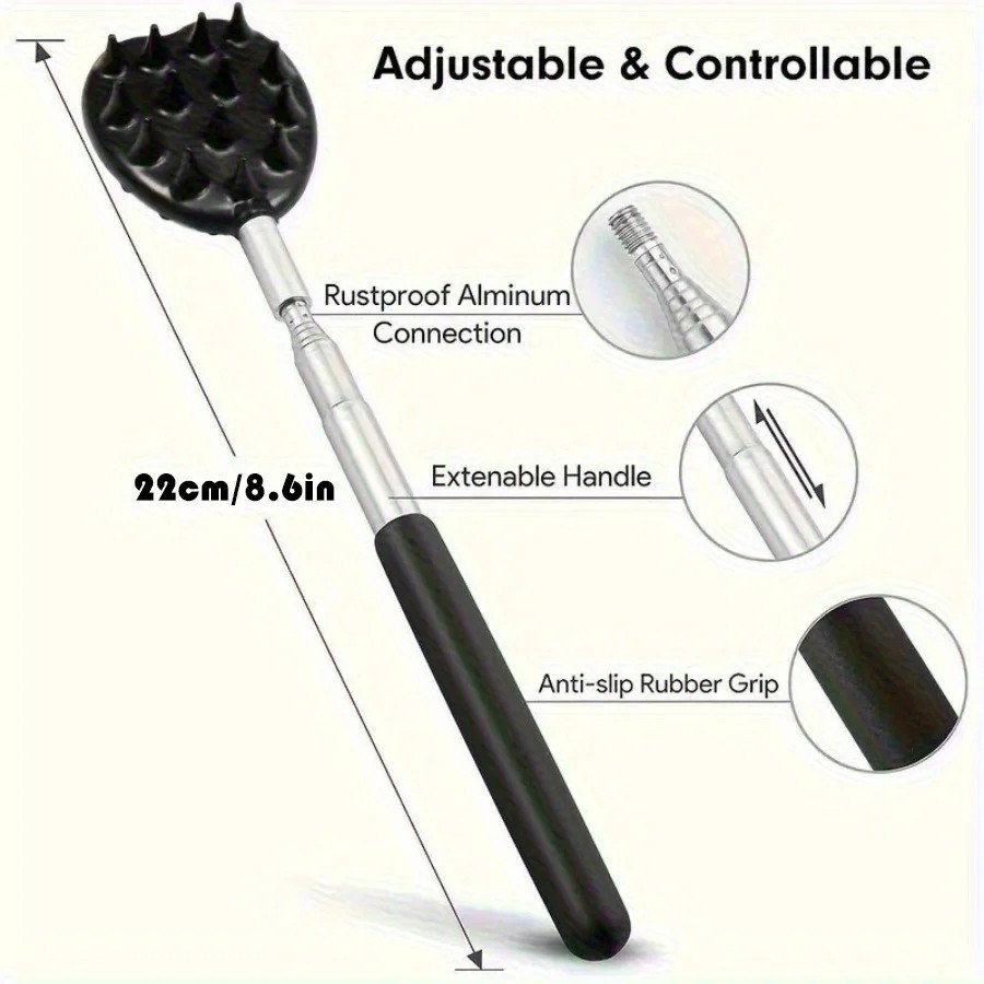 Extendable Cactus Back Scratcher Retractable Itch Stick with 1/4 & 1/2 Inch Spik