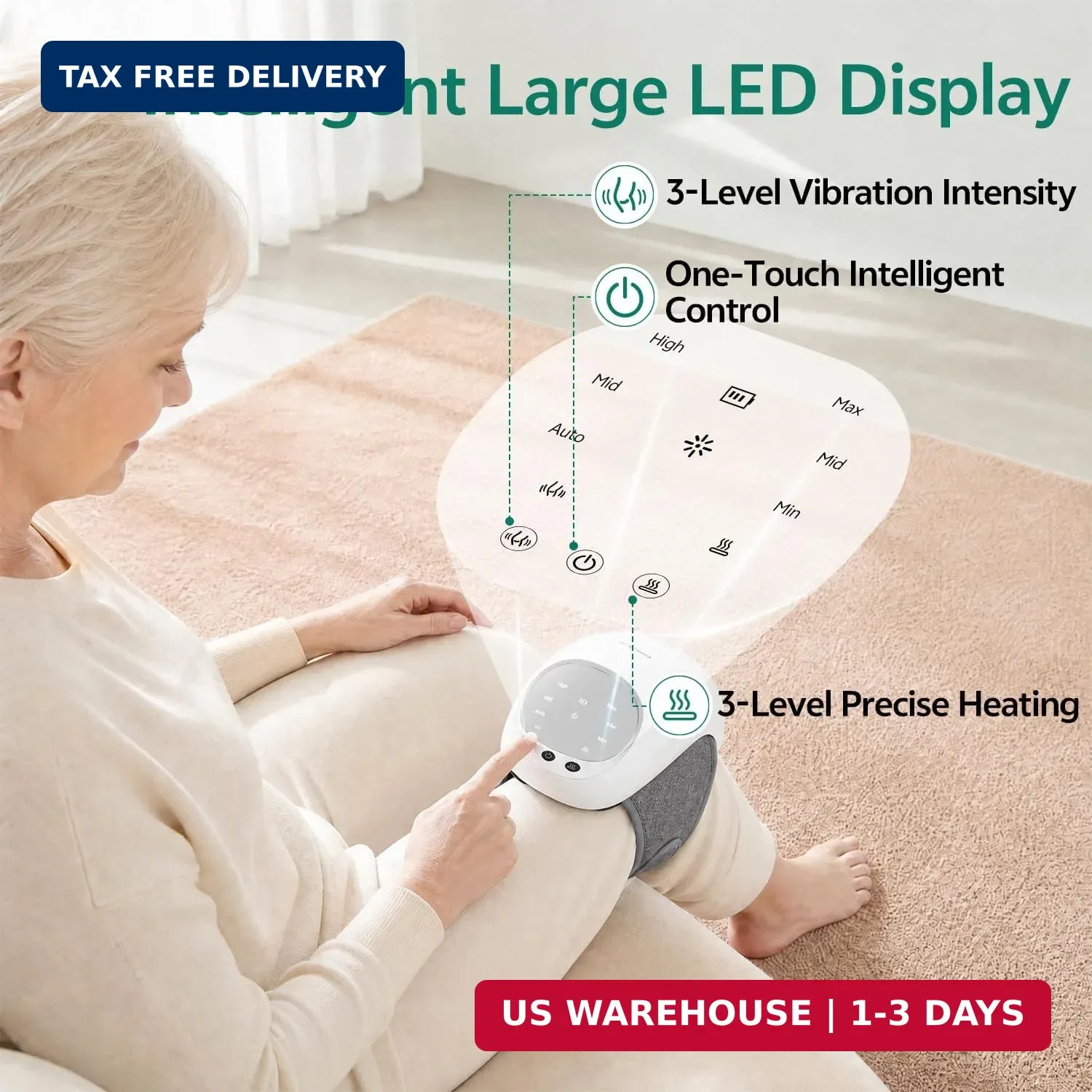 Knee Massager for Relief, 2026 Updated Edition，Cordless Heated Knee Massager wit