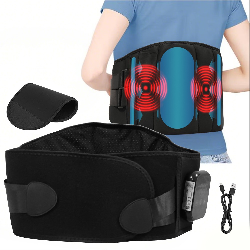 2026 Massage Belt Electric Heated Back Support Waist with Heating & Vibration US