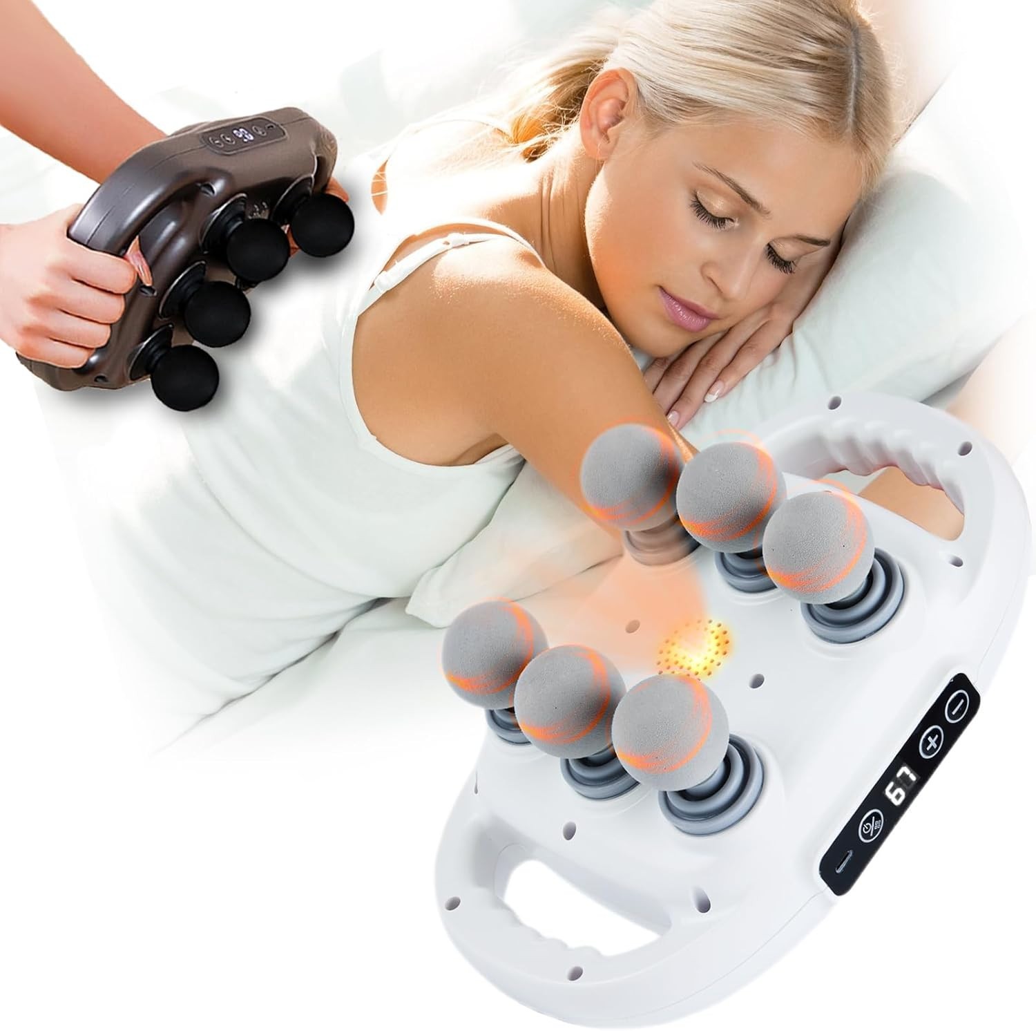 6 Head Massage Gun Deep Tissue with 9 Levels & 9 Modes, Electric Massager Too…