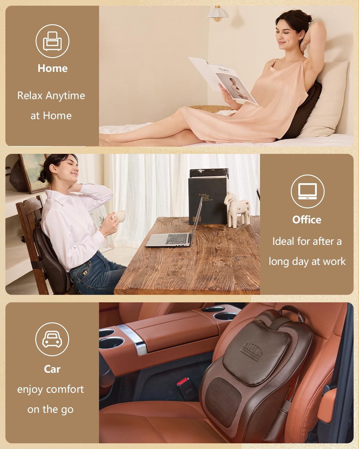 Back Massager With Heat,3D Shiatsu Kneading Massage Pillow,Gifts For Women Me…
