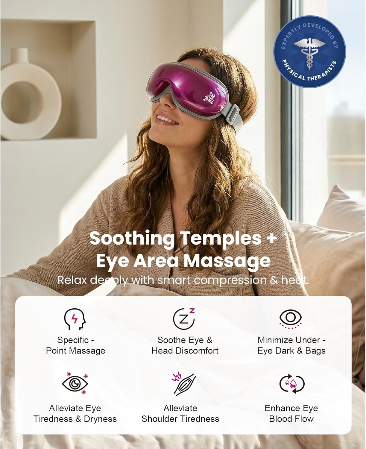 Adjustable Eye Massager with Heat Cooling Music Comfort Smart Eye Mask Quieter
