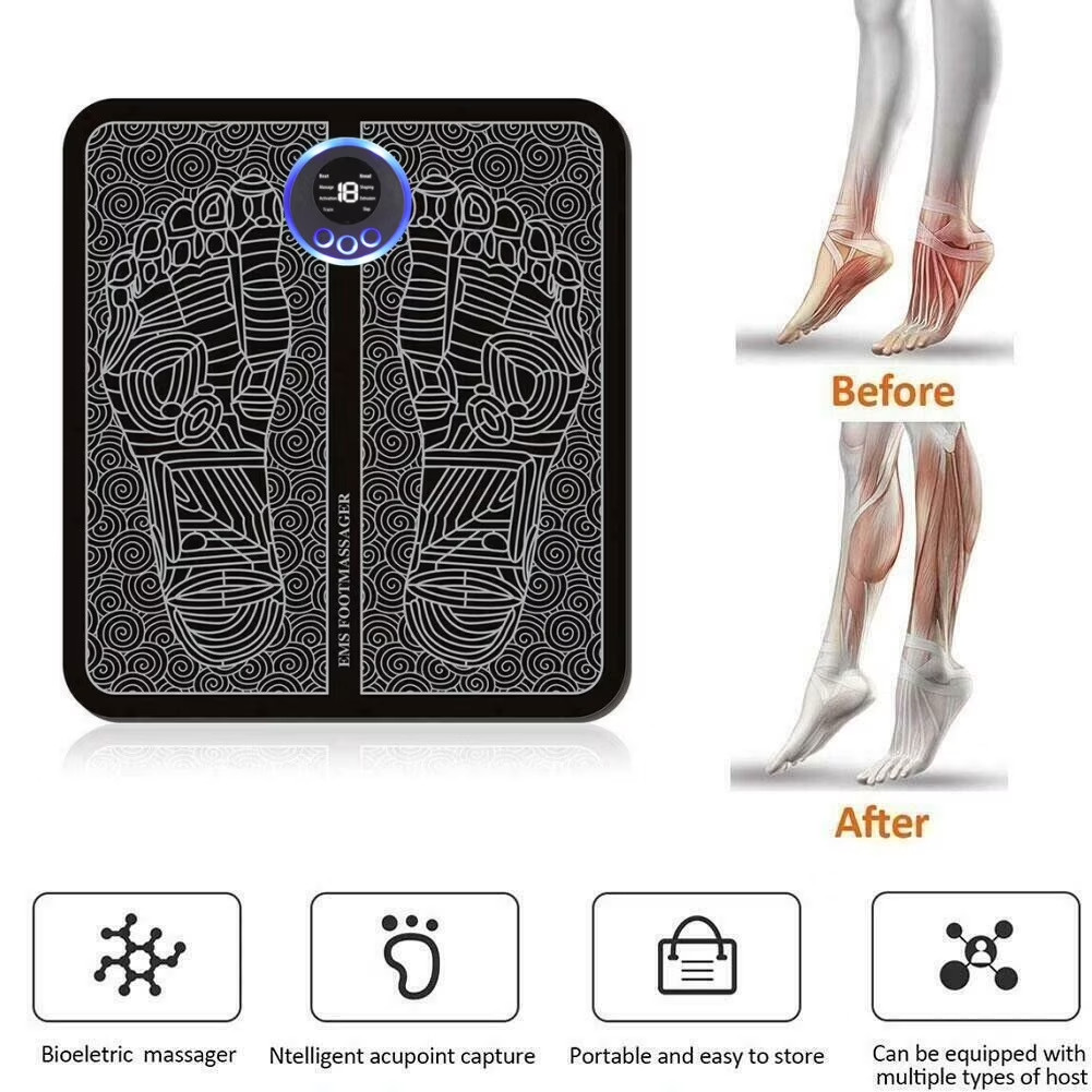 Portable Foot Massager Pad 19 Level Blood Circulation Electric Muscle Stimulator
