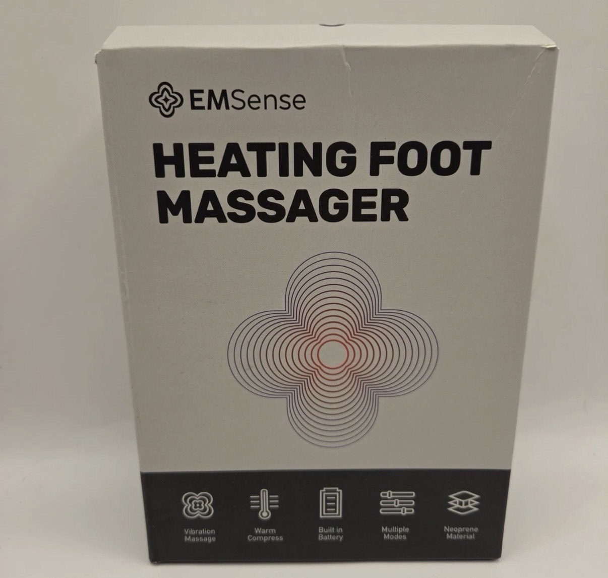 New EMSense Electric Foot Massager Vibration Heating Ankle Wrap Pain Relief