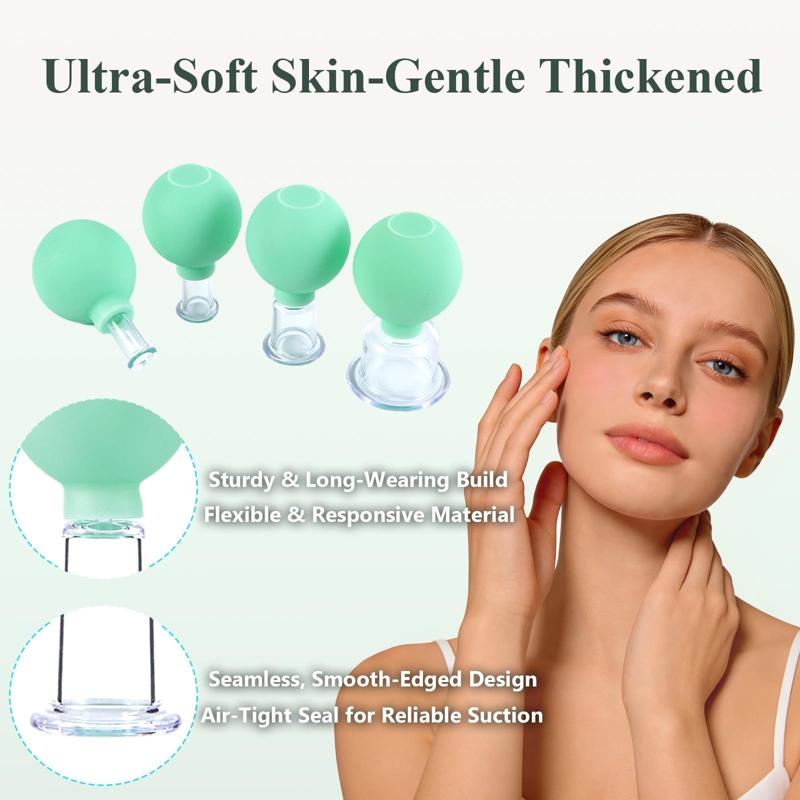 Facial Cupping Set – Eye Vacuum Massage, Anti-Cellulite Cups, 4 Sizes for Spa &