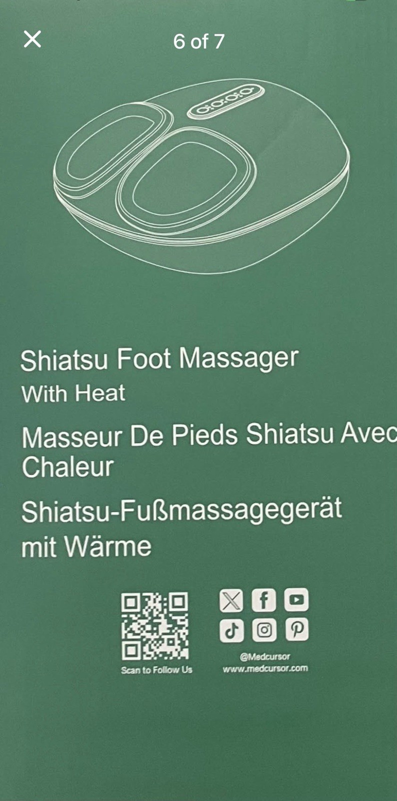 Medcursor Shiatsu Foot Massager Machine w/ Heat & Timer MDFM400 Black/Gray