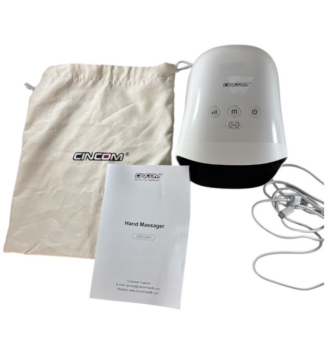 CINCOM Hand Massager CM-026H Electric Compression Heat Therapy w/ Box & Bag