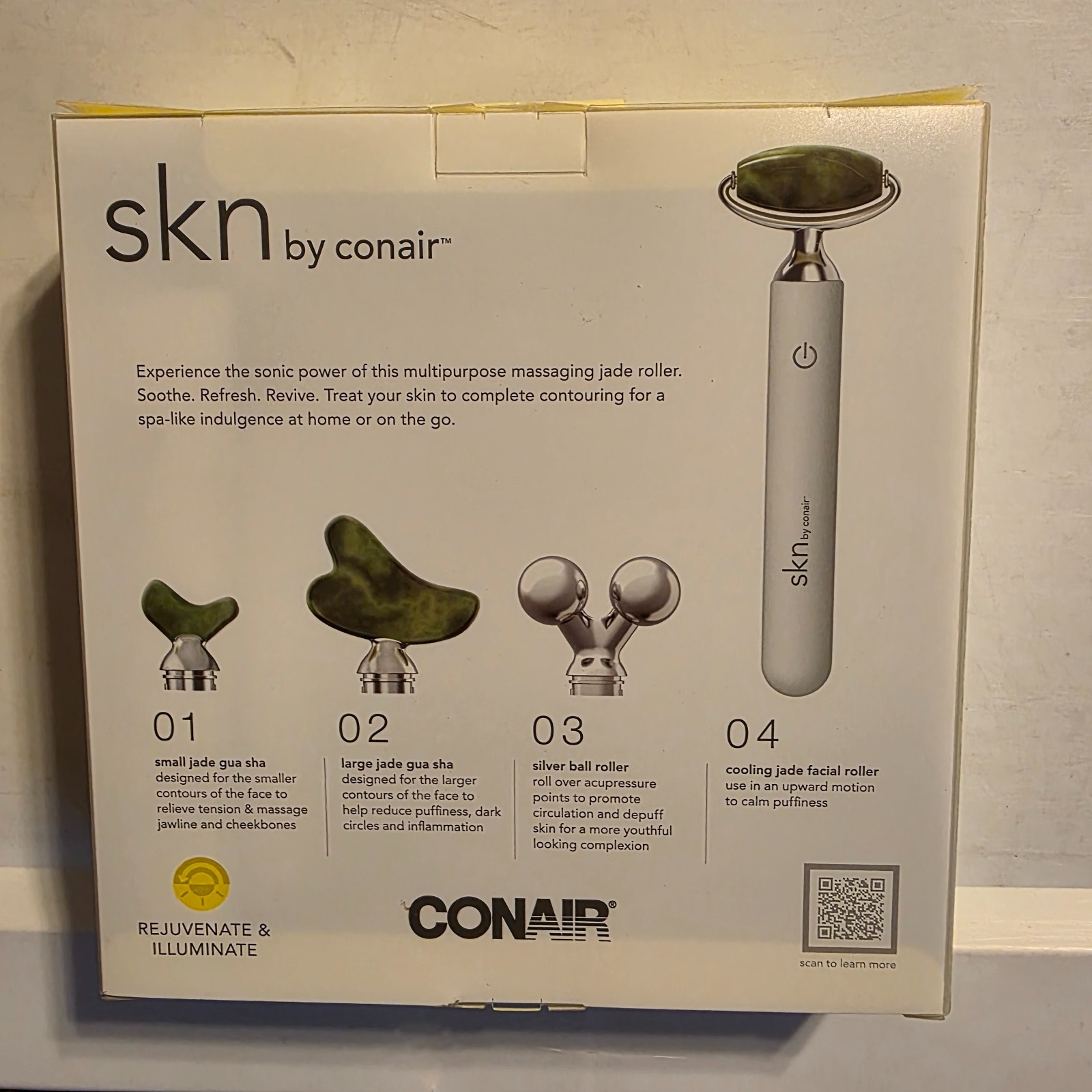 Skn by Conair – Jade Vibe Roller Kit – Massager Kit – Rejuvenate & Illuminate