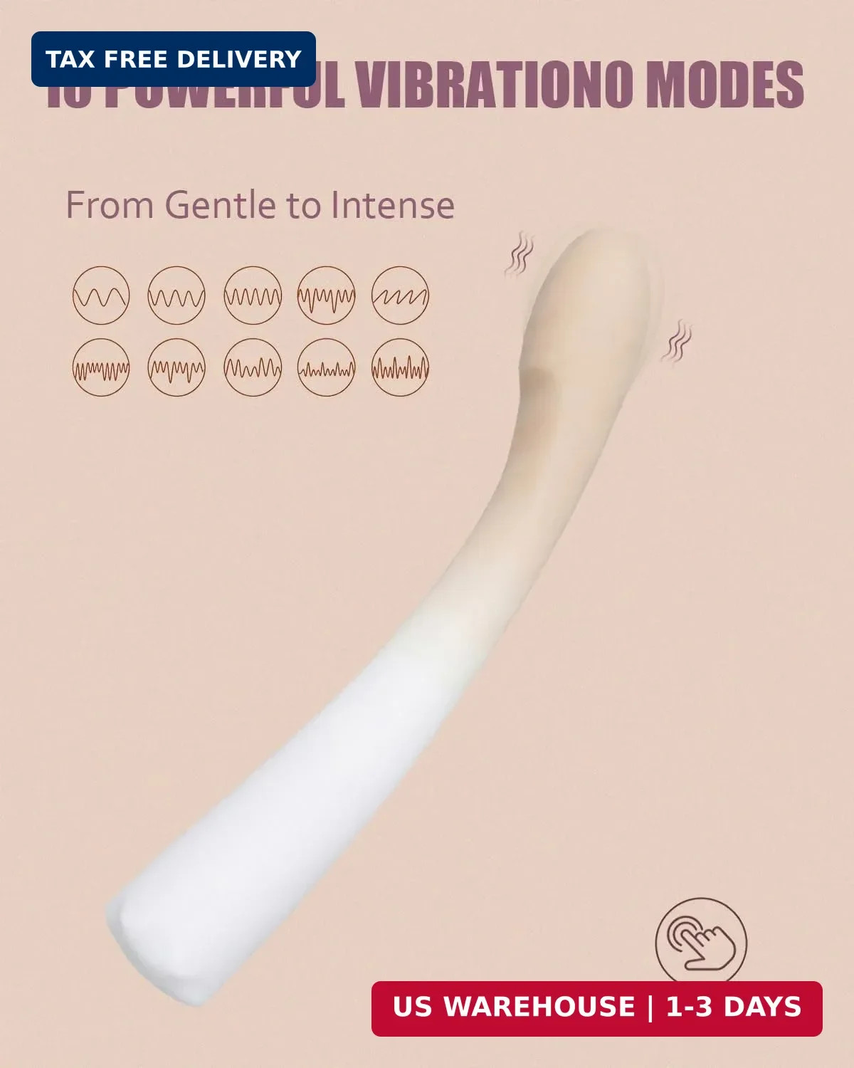 Slim Personal Massager with 10 Modes, Quiet & Waterproof, Soft Silicone, Magneti
