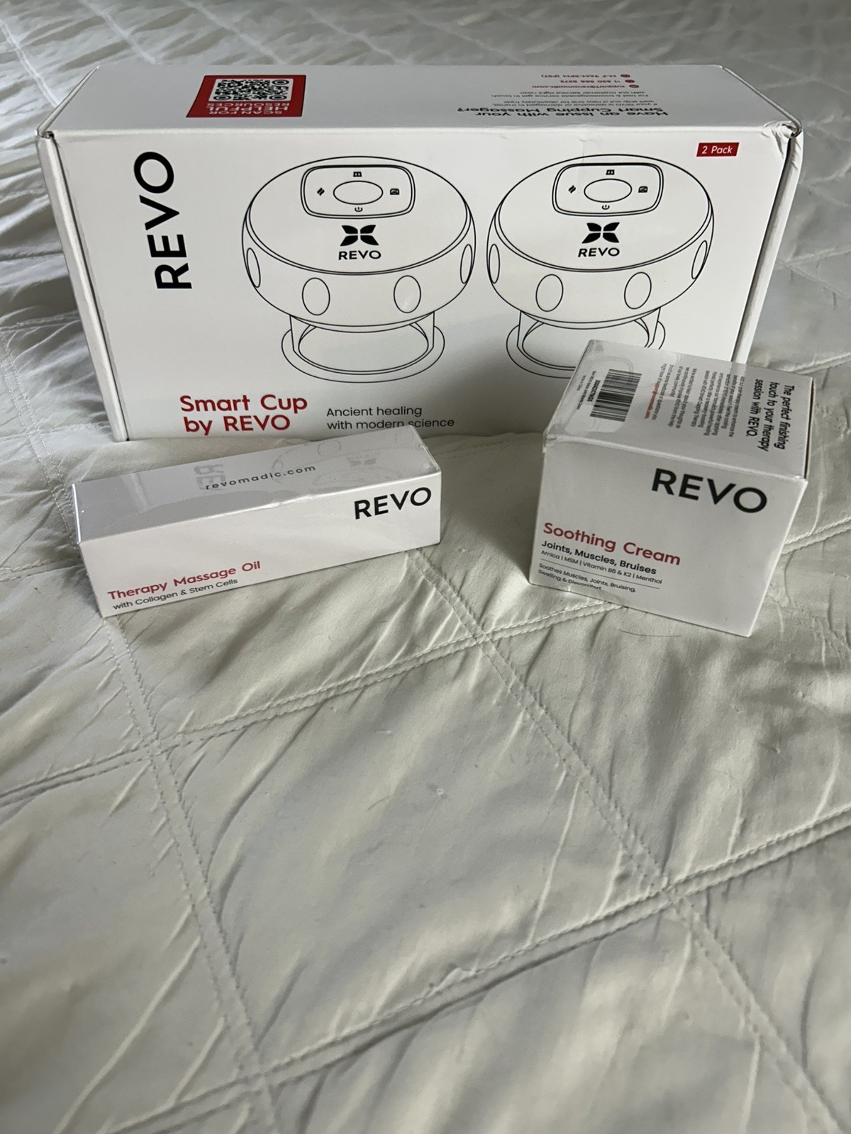 2 PACK REVO 4 in 1 Smart Cupping Therapy Massager Red Light Therapy & cream, oil