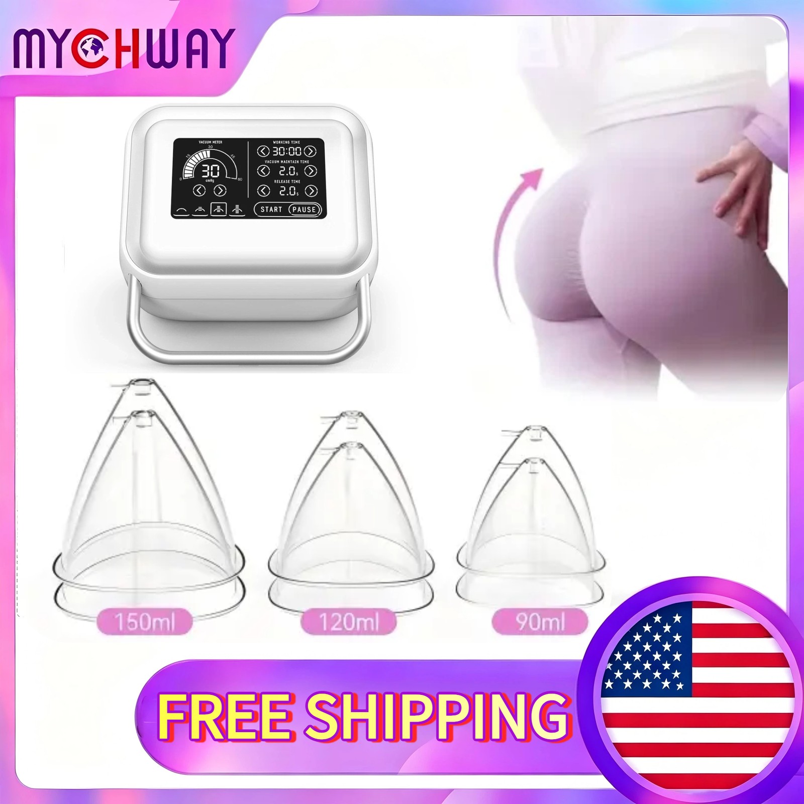Household 150ml Cups Breast Enlarge Butt Lifting Machine Vacuum Therapy Massager
