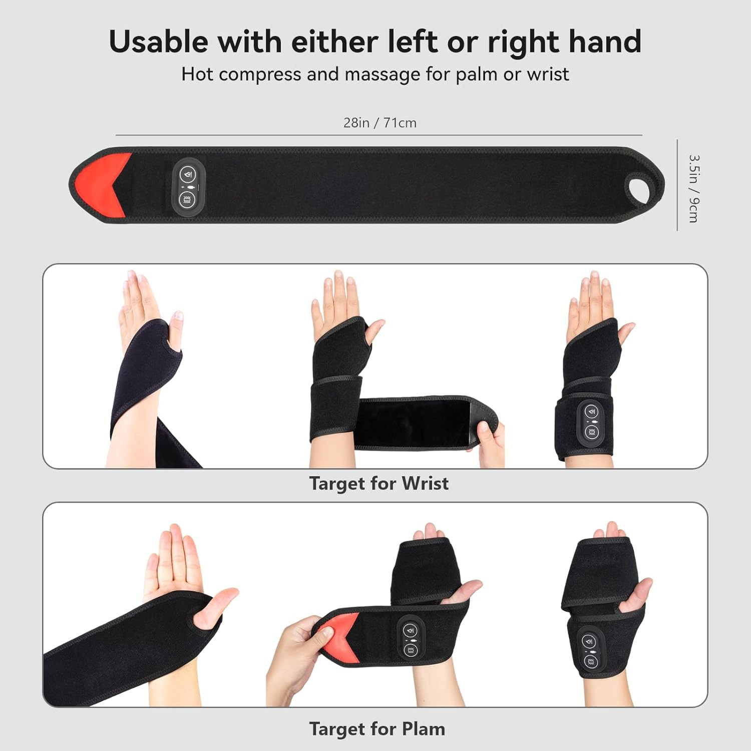 Cordless Wrist Hand Heating Pad Massage for Carpal Tunnel with 3000Mah Battery,H