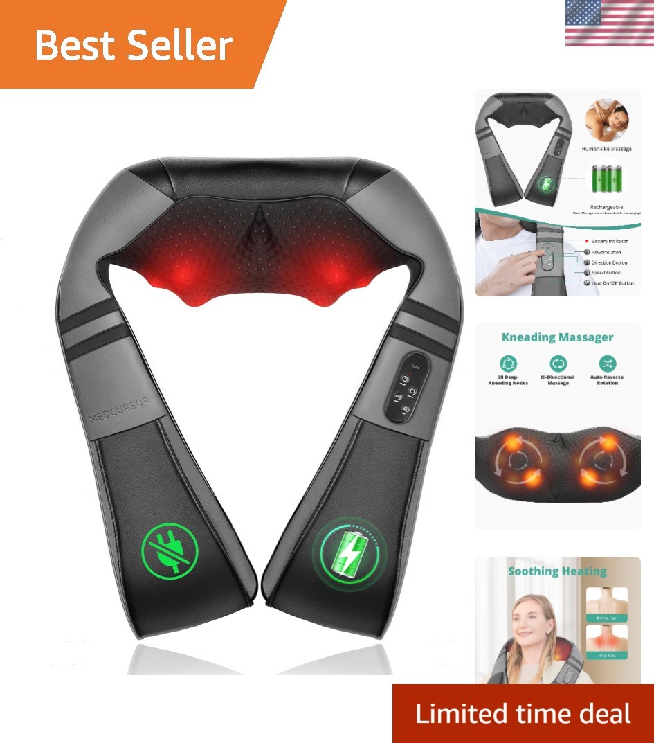 Shiatsu Neck Massager with Auto Shut-Off and USB-C Charging – Safe Relaxation
