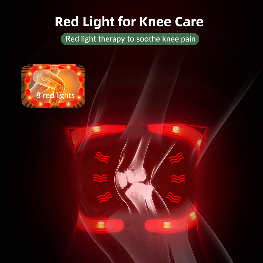 Smart Knee Massager EMS Pulse Red Light Heat Vibration Pain Relief Device Home