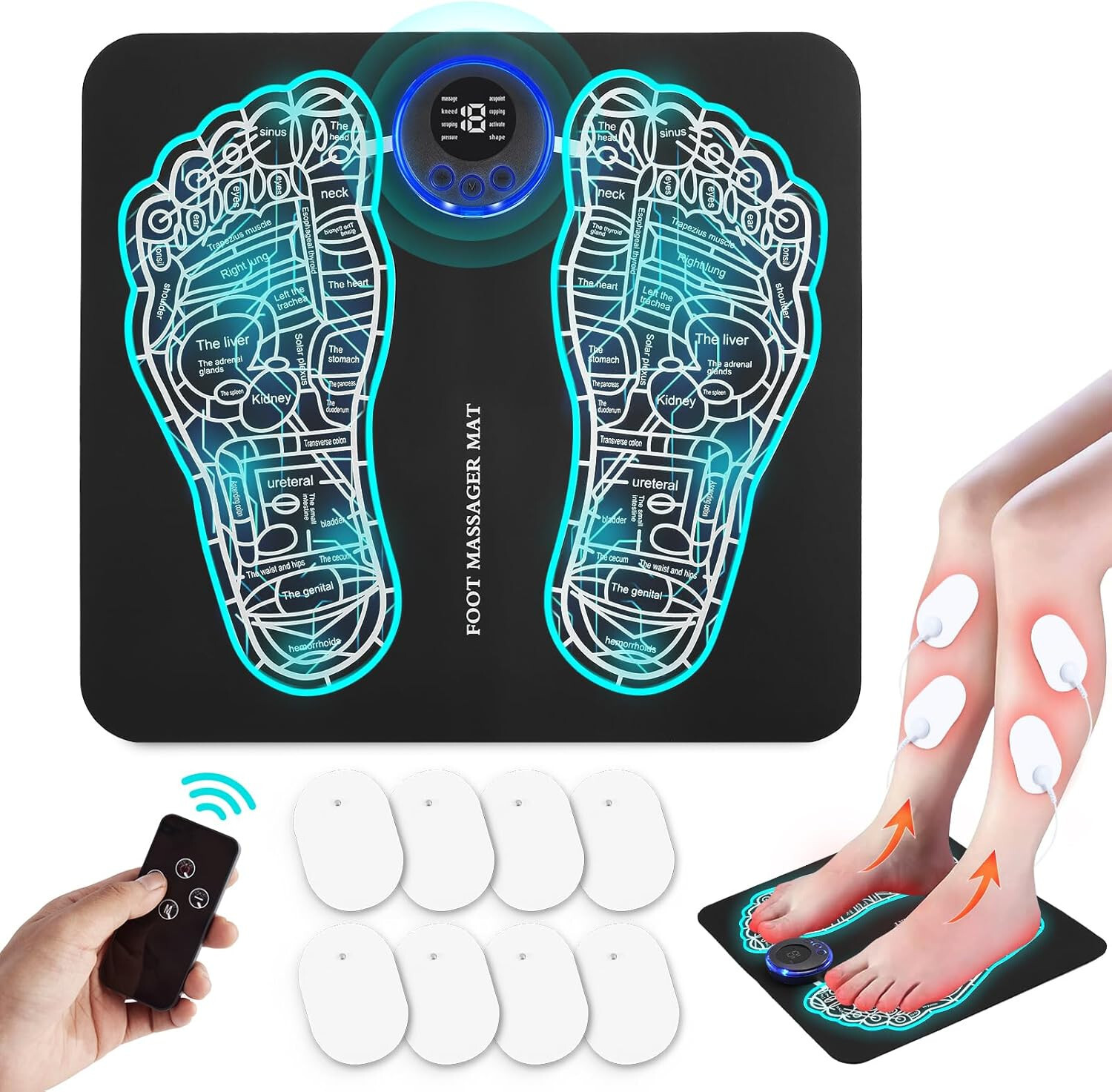 EMS Foot Massager Mat With Remote Control Muscle Relaxation, Back & Leg, TENS