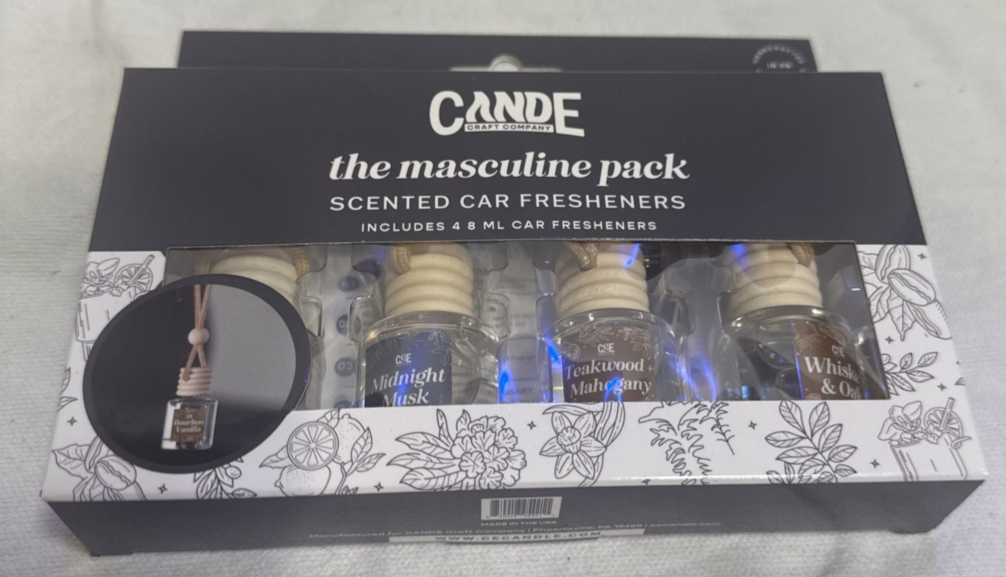 CANDE CRAFT COMPANY SCENTED CAR FRESHENER MASCULINE PACK
