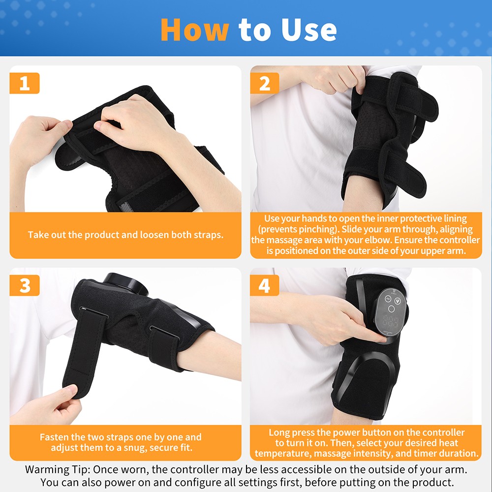 Electric Elbow Massager Brace Wrap Joint Pain Relief Heating Vibration Therapy