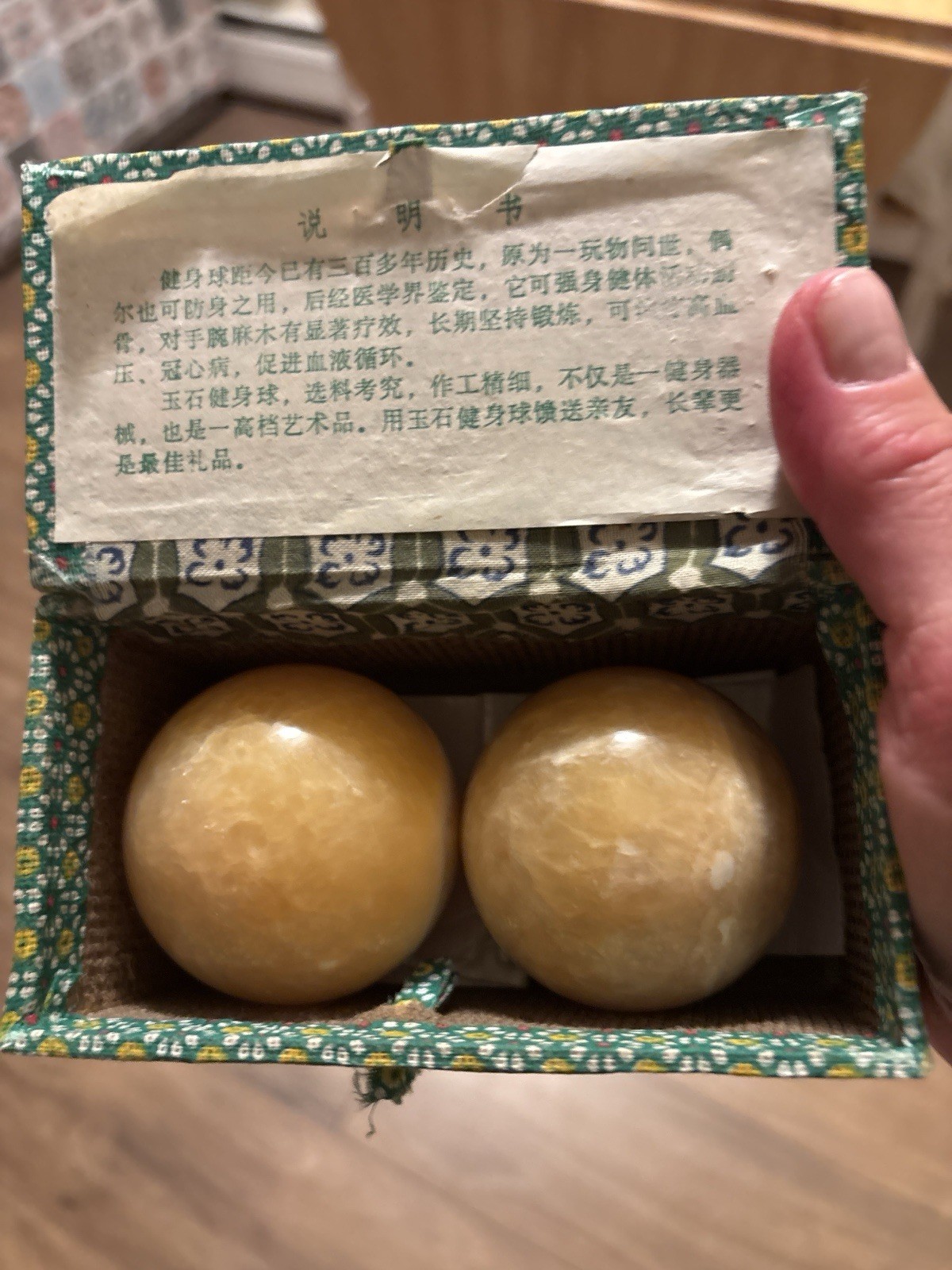 YUSHI Baoding Balls Yellow Stone Handheld Pair for Hand Massage