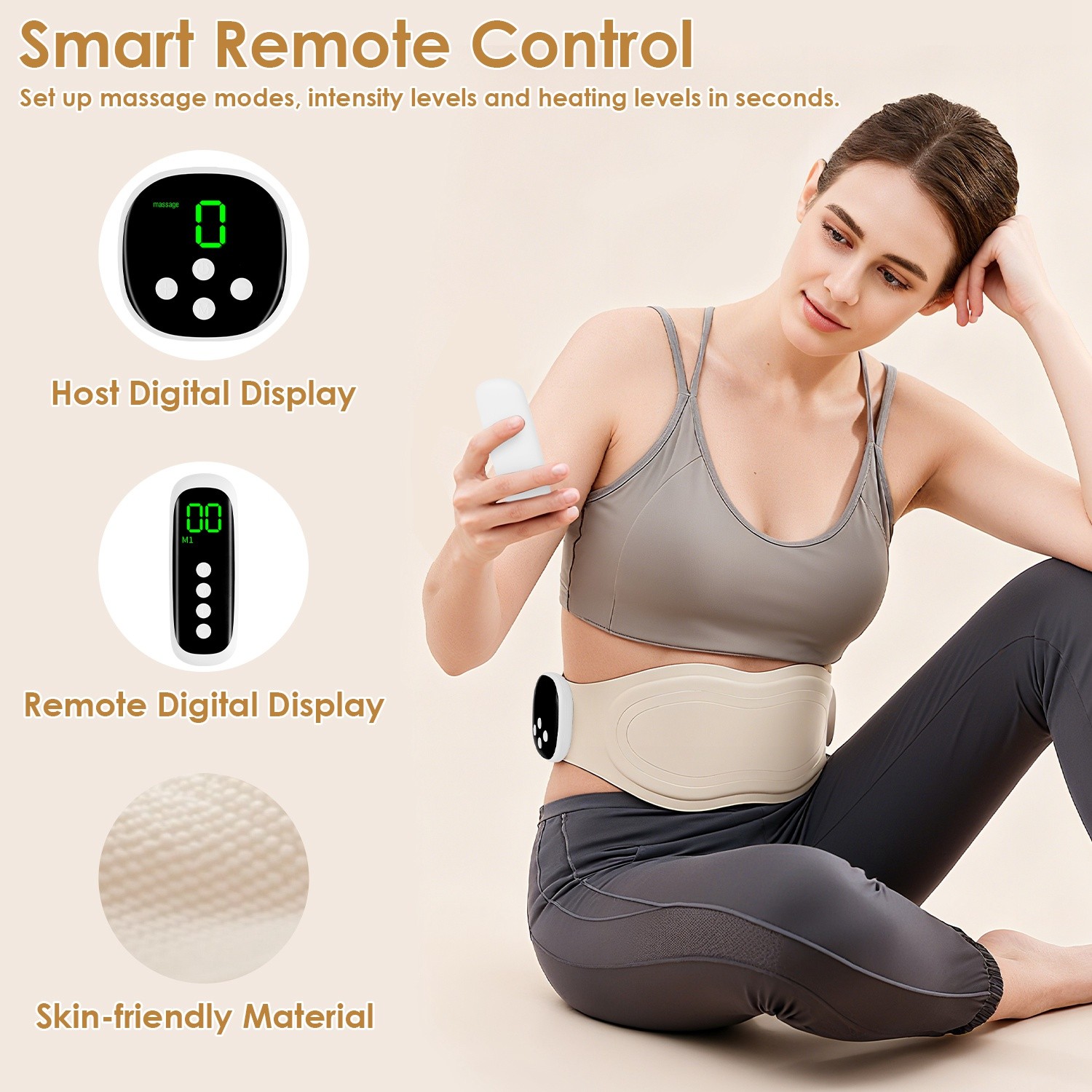 Remote Lower Back Vibrating Massager 8 Modes Cordless Heating Pad Infrared