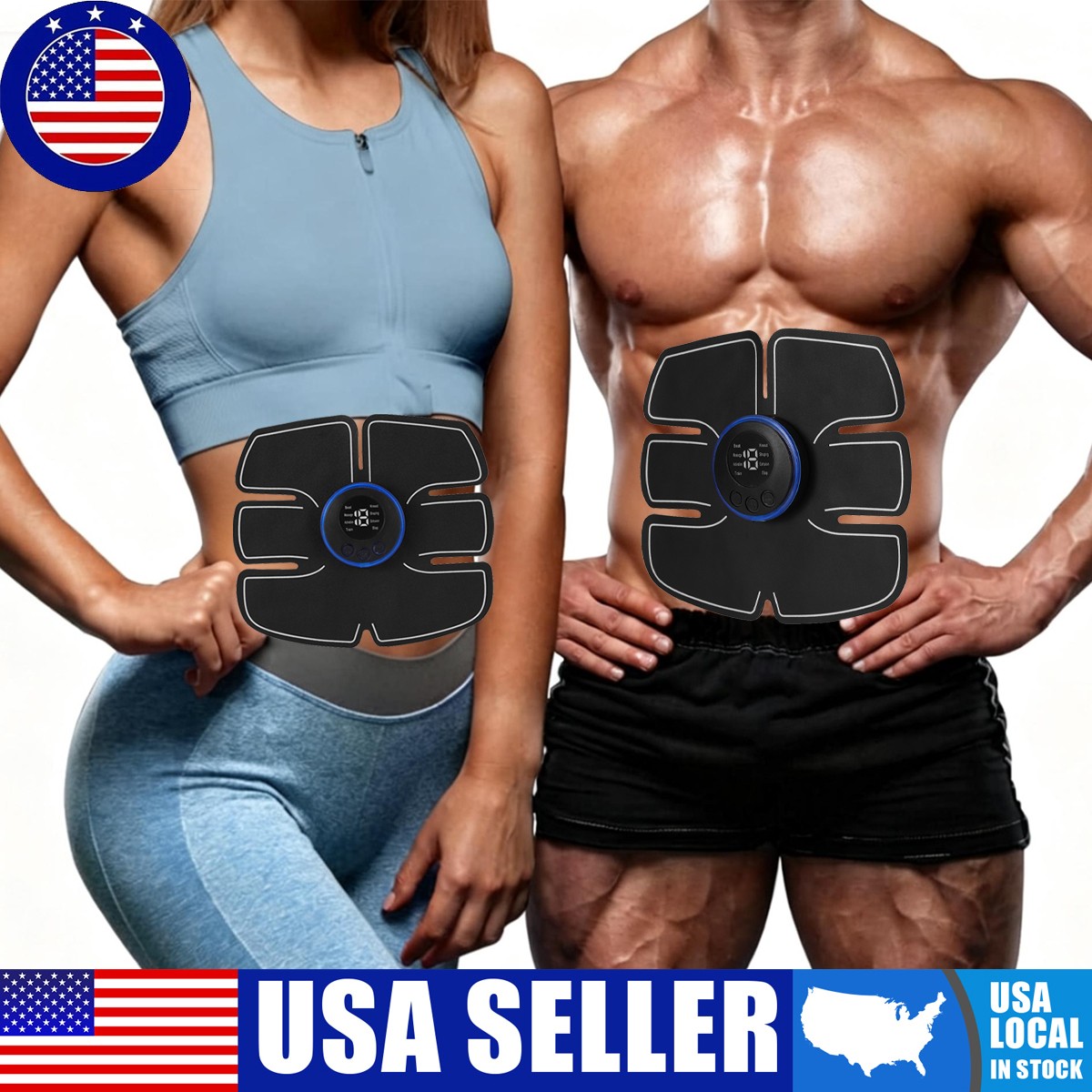 Electric Muscle Stimulator EMS Toner Belt, Abdominal Trainer 8 Modes USB Charge
