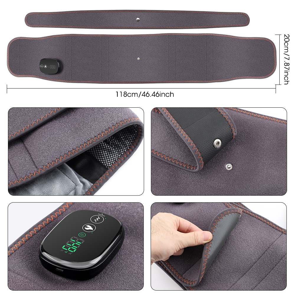 Electric Dual Infrared Light Heat Back Massager Waist Brace Lumbar Support Belt