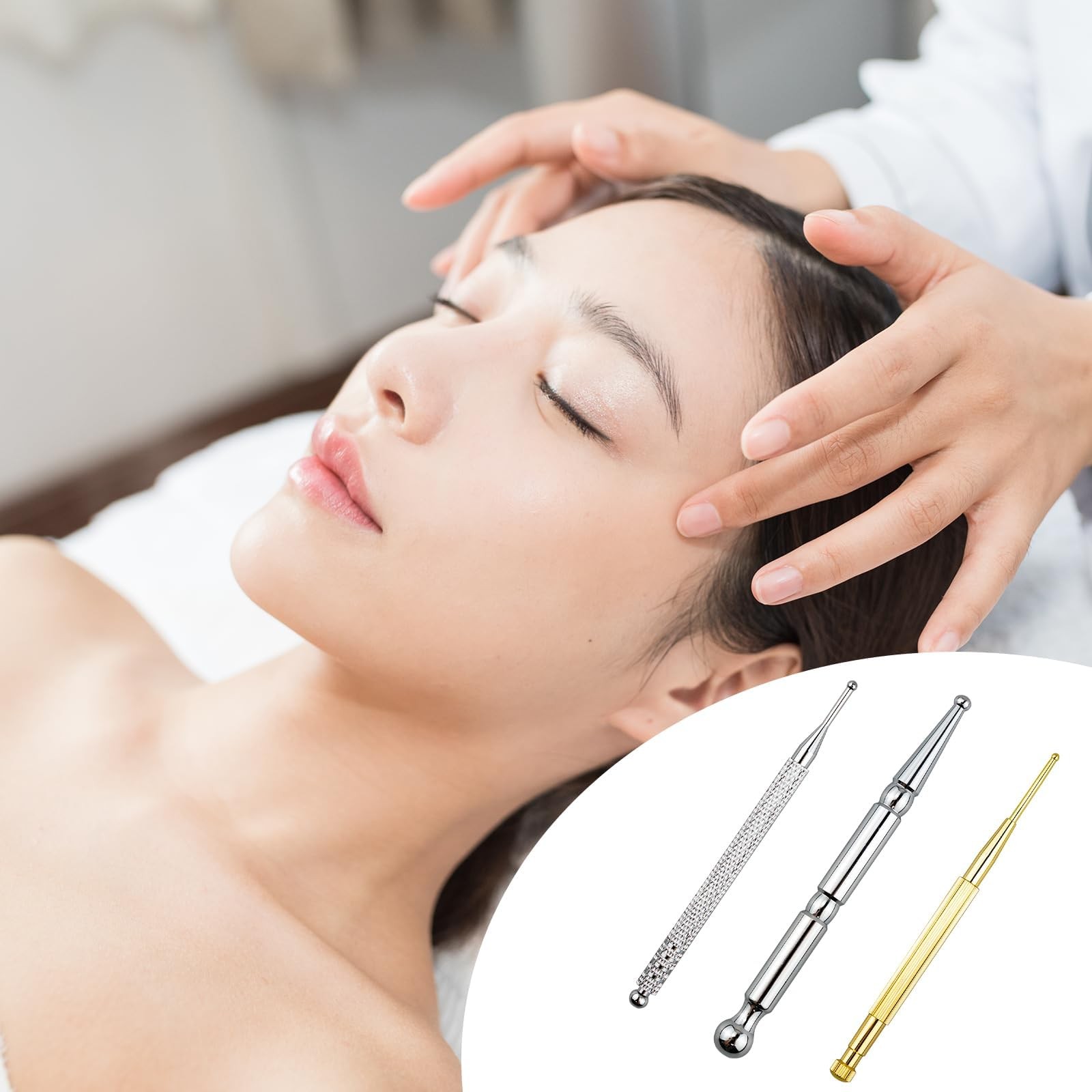 3PCS Massage Tools, Manual Acupuncture Pen, Stainless Steel Acupressure Stick, F