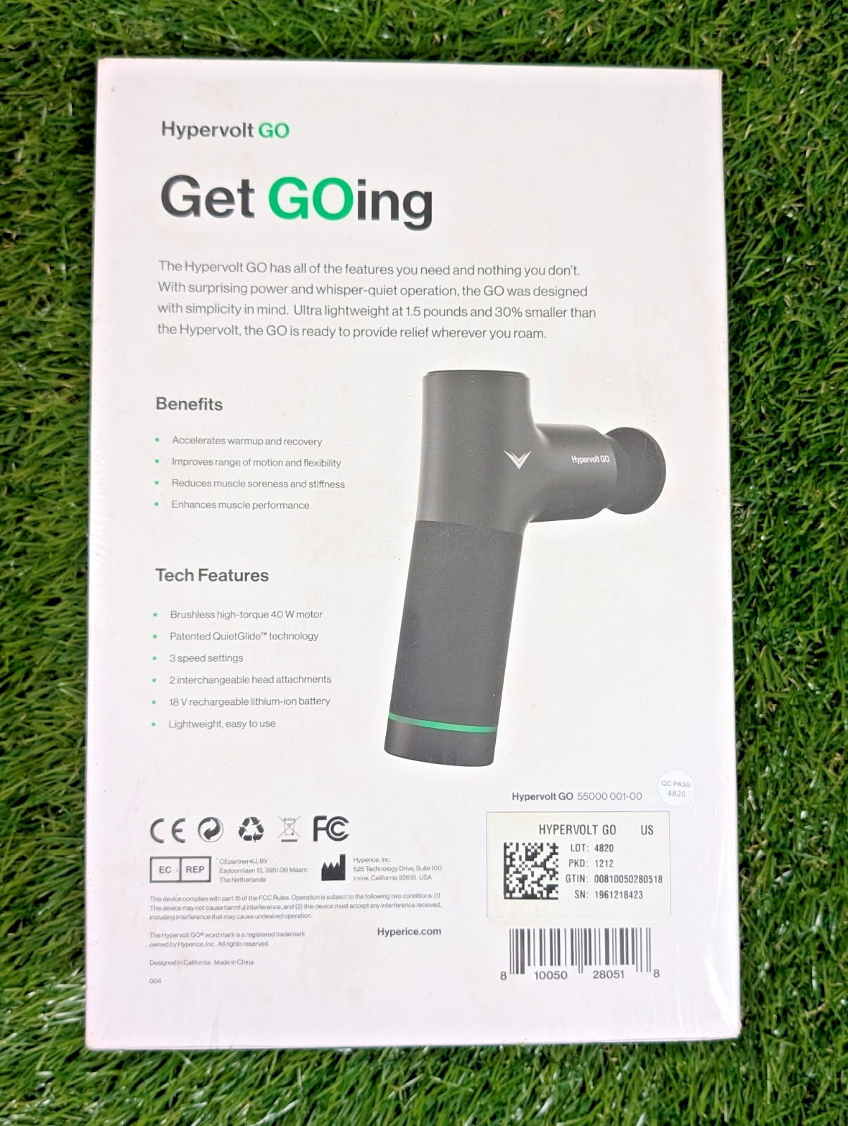 **NEW** Hyperice Hypervolt GO – Handheld Percussion Massage Device – Black