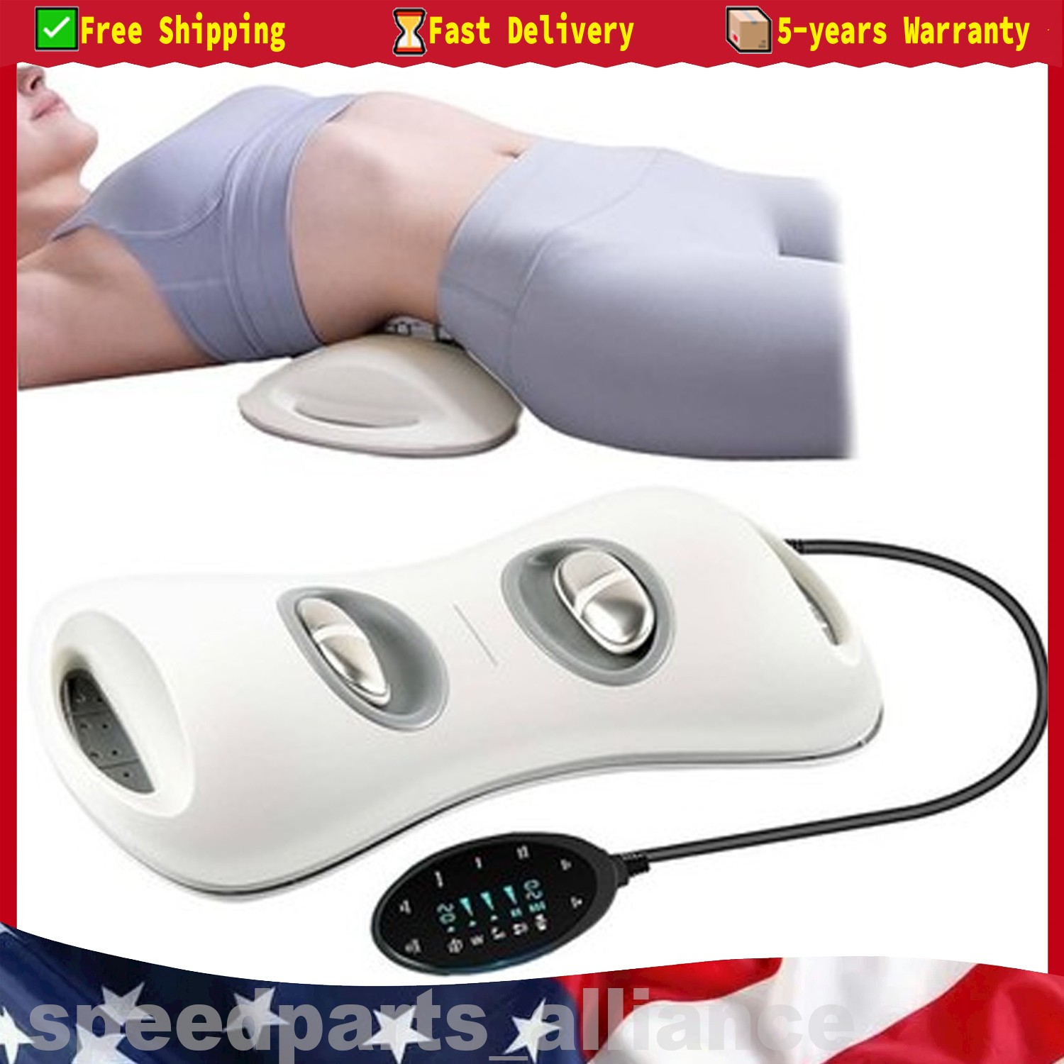 Electric Back Stretcher Lumbar Traction Device with Heat Vibration Pain Relief
